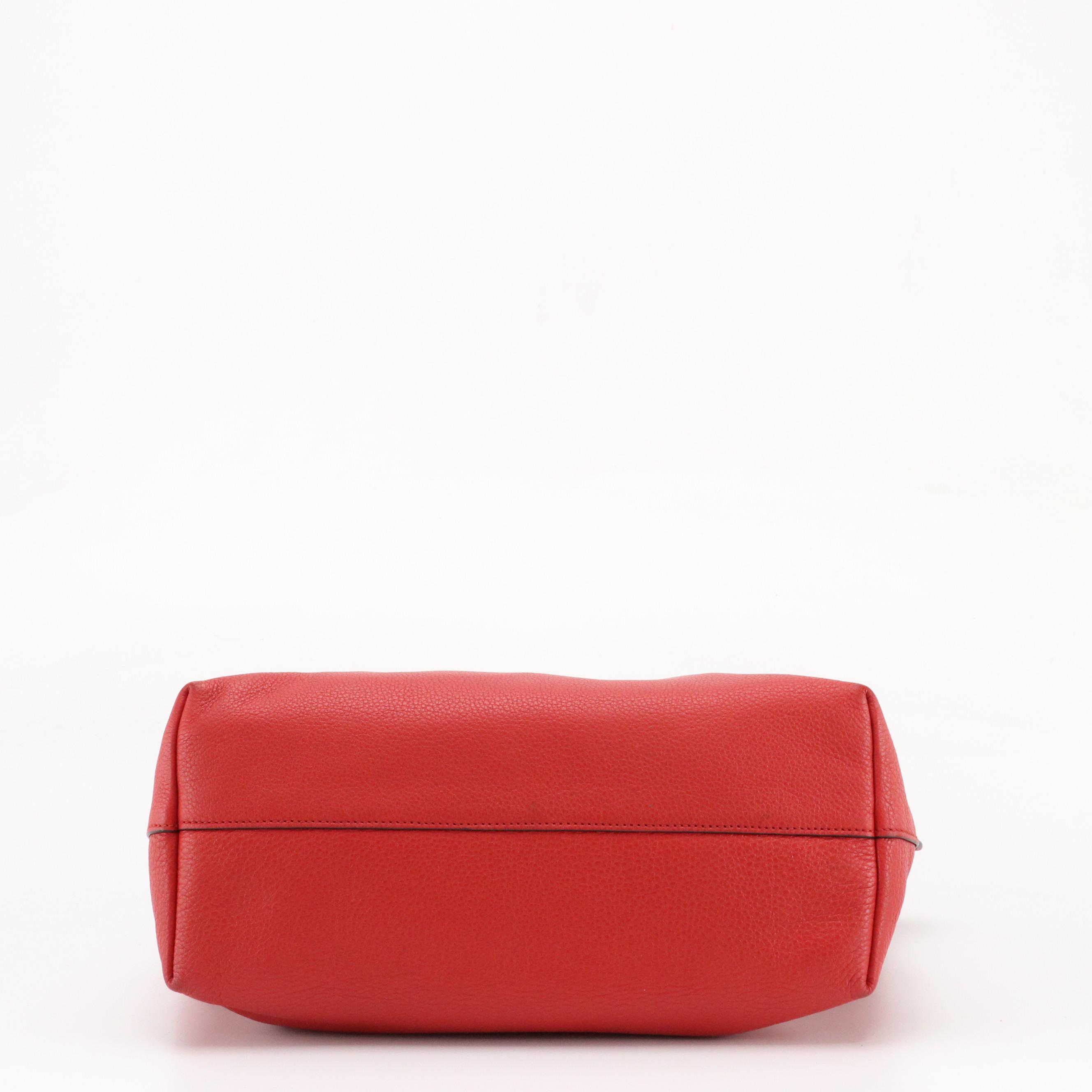 Prada Two Way Tote Bag in Red Grained Leather