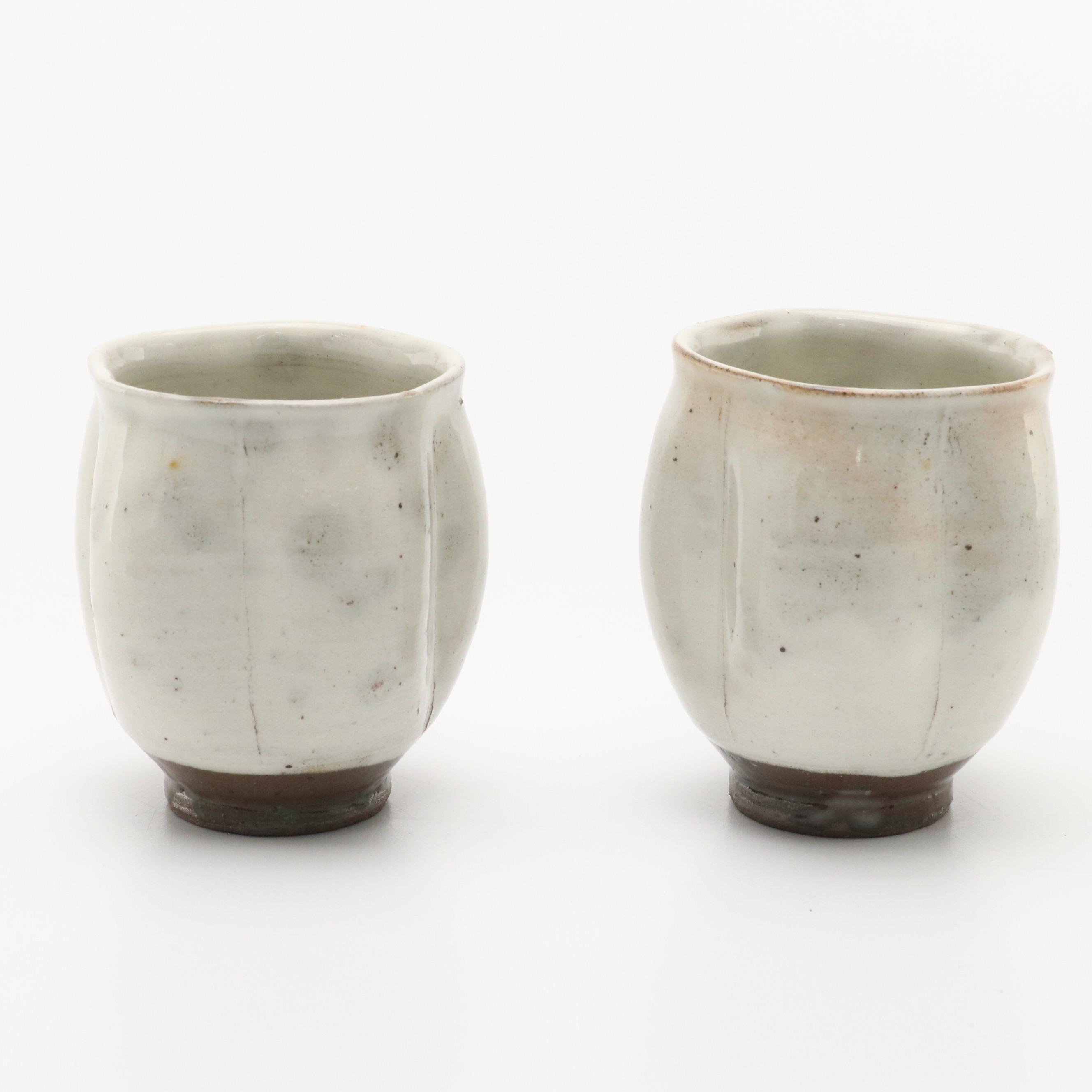 Japanese Ceramic Tea Bowls with Serving Tray and Other Table Accessories