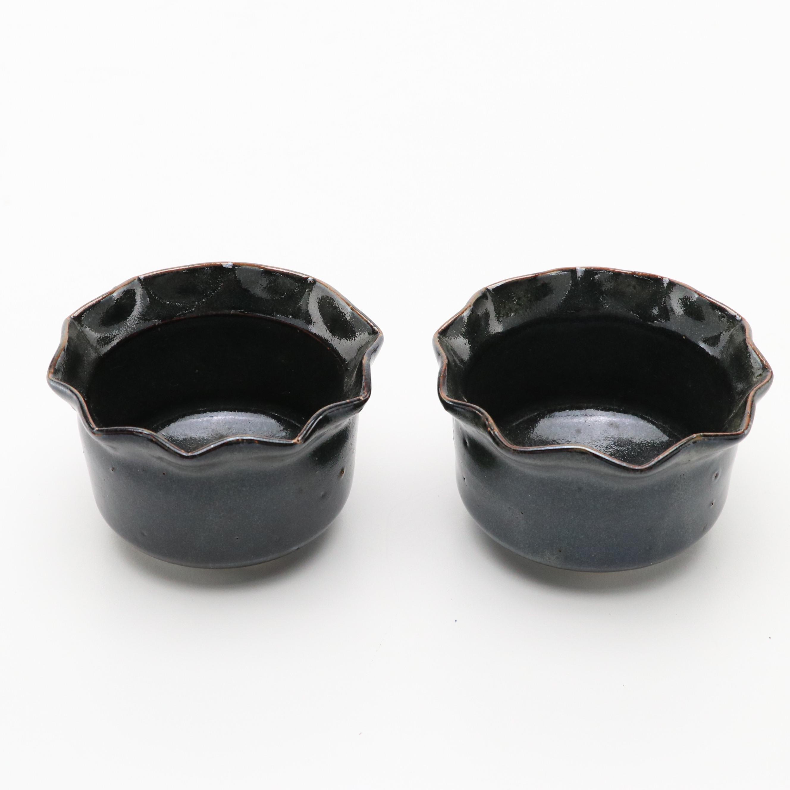 Japanese Ceramic Tea Bowls with Serving Tray and Other Table Accessories