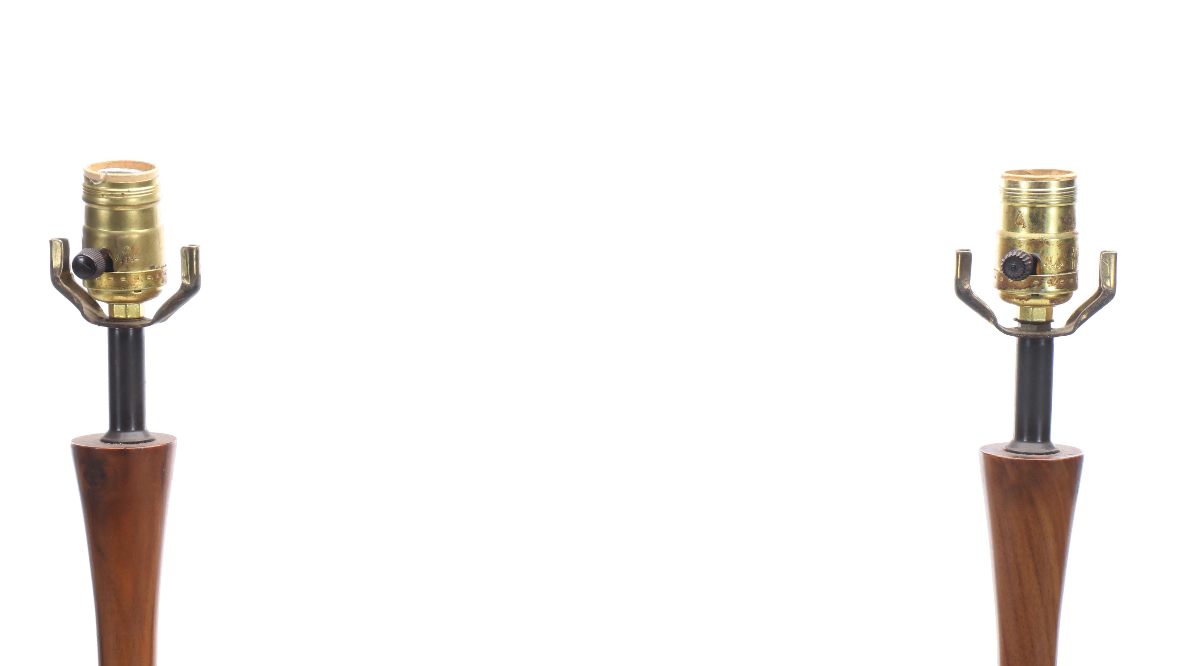 Mid Century Modern Mosaic Panel, Walnut and Ceramic Table Lamps