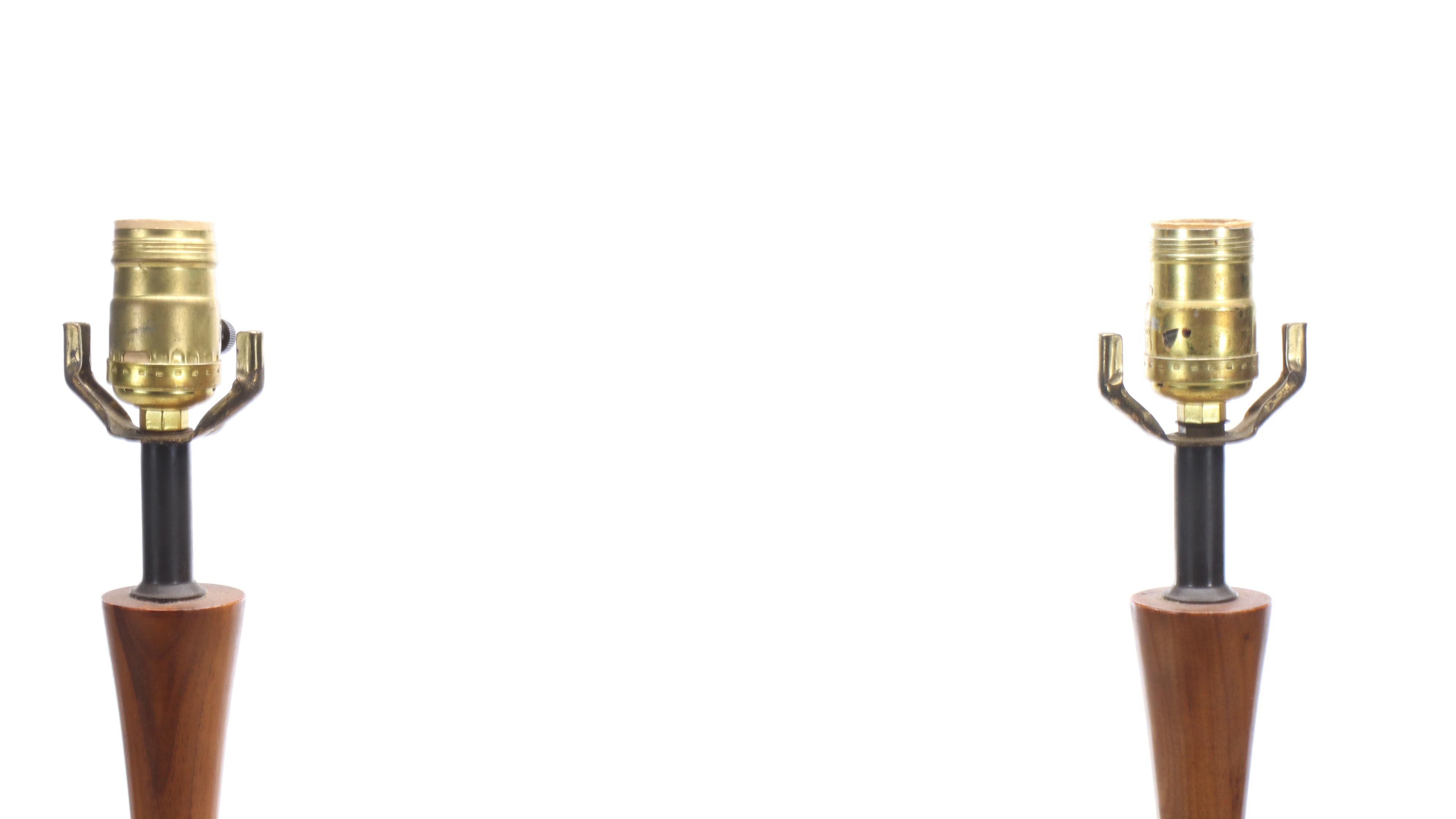 Mid Century Modern Mosaic Panel, Walnut and Ceramic Table Lamps