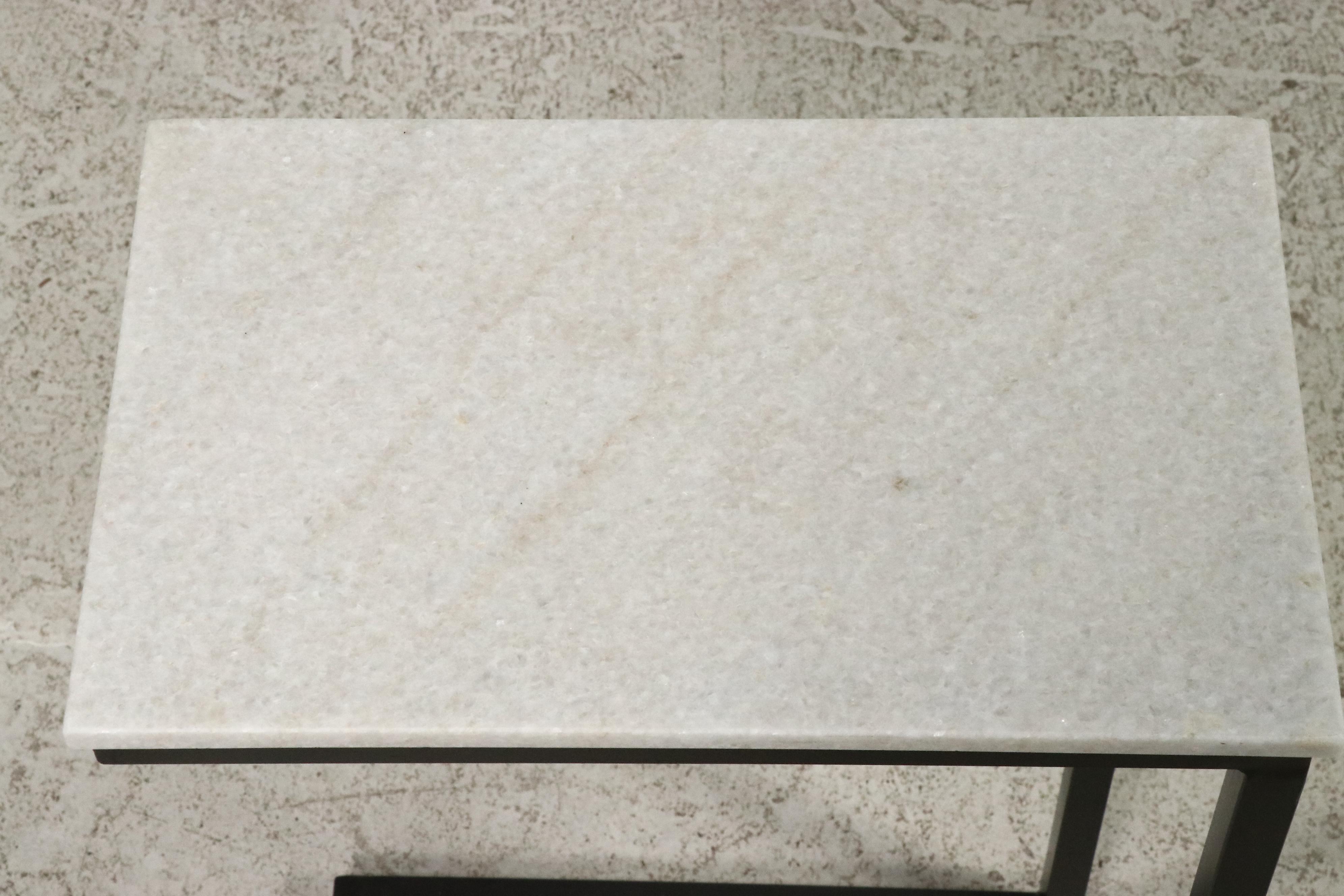 Contemporary Cantilevered Side Table with White Granite Top