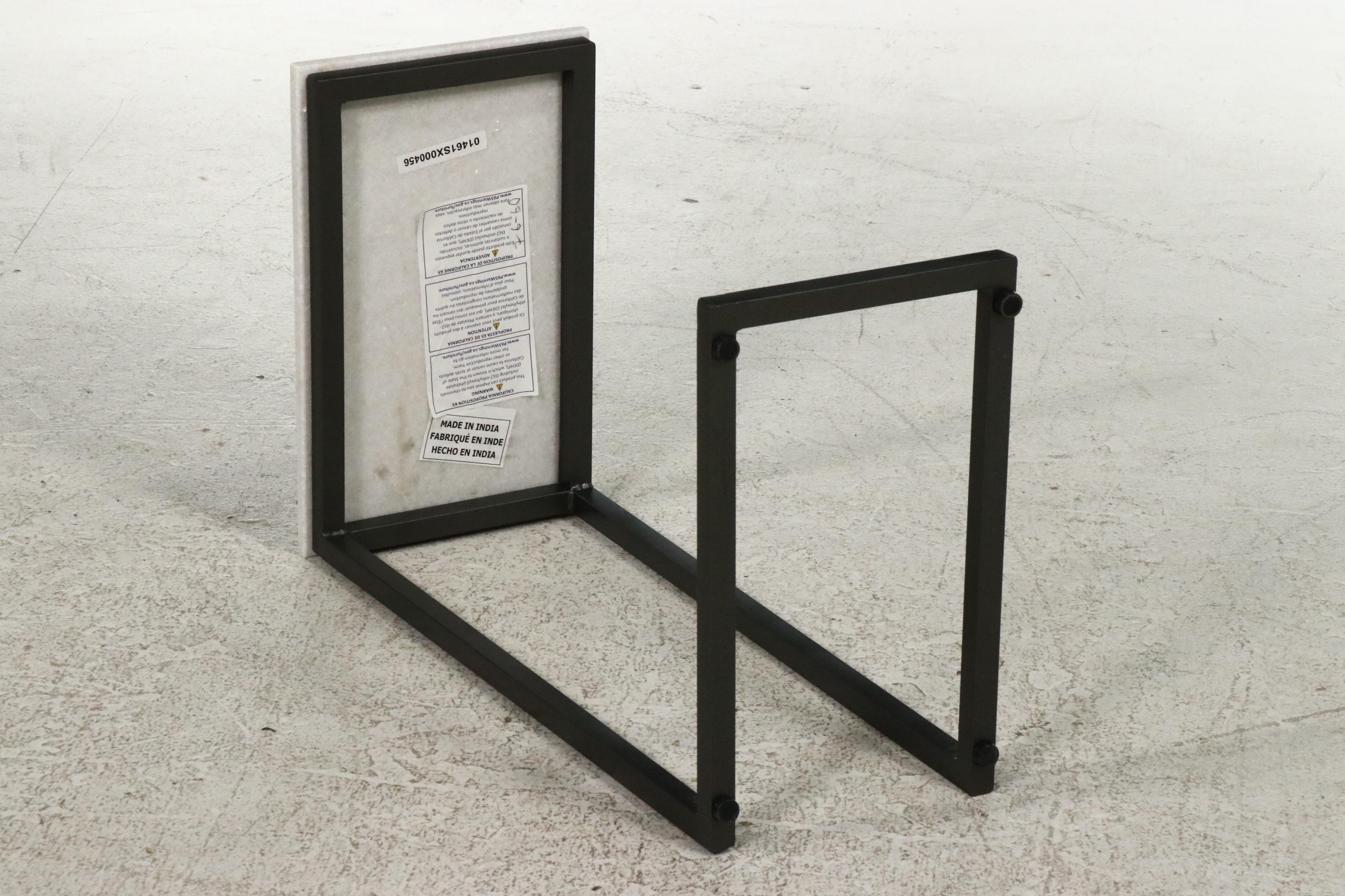 Contemporary Cantilevered Side Table with White Granite Top