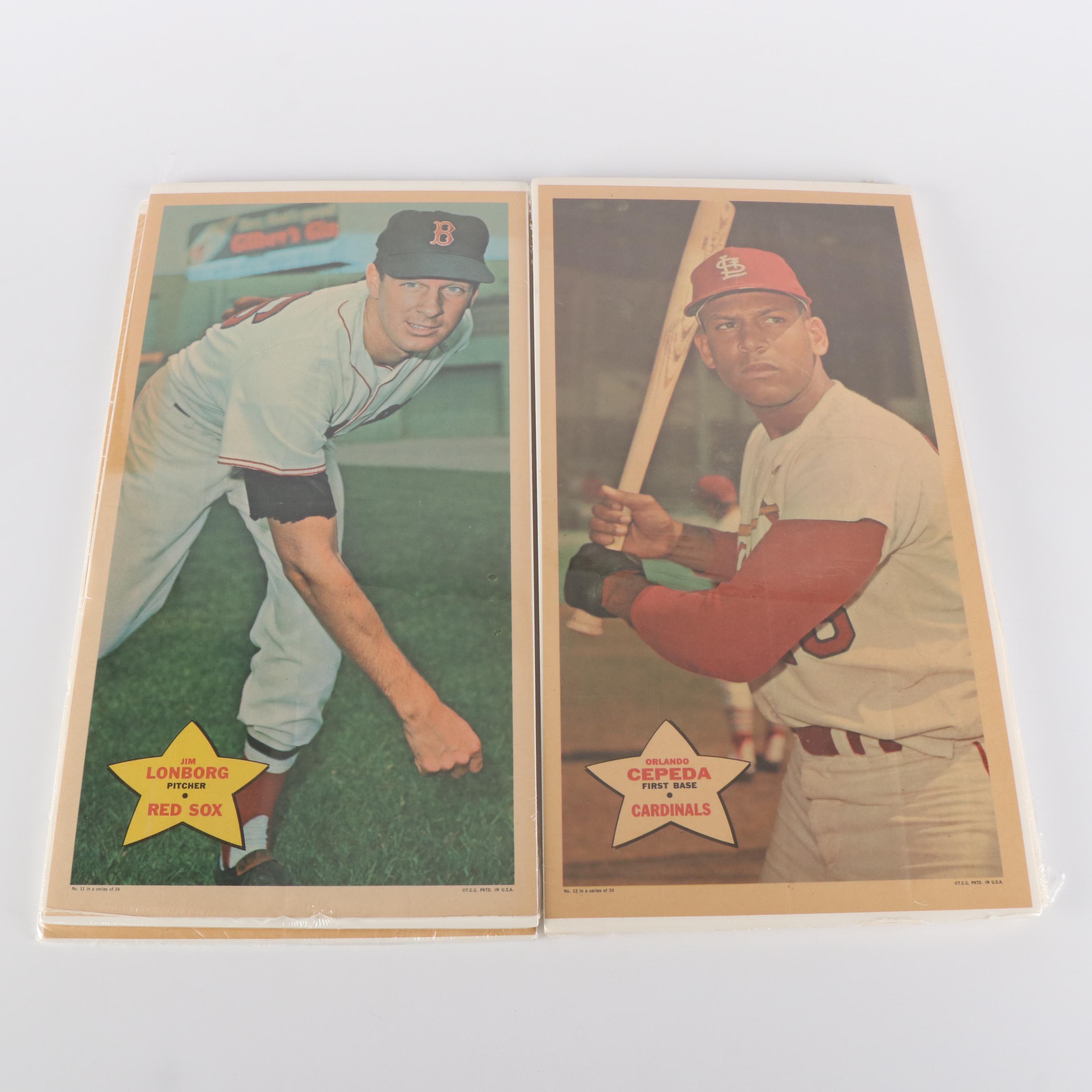 1968 Topps Baseball Posters, Mickey Mantle, Hank Aaron, Willie Mays, More