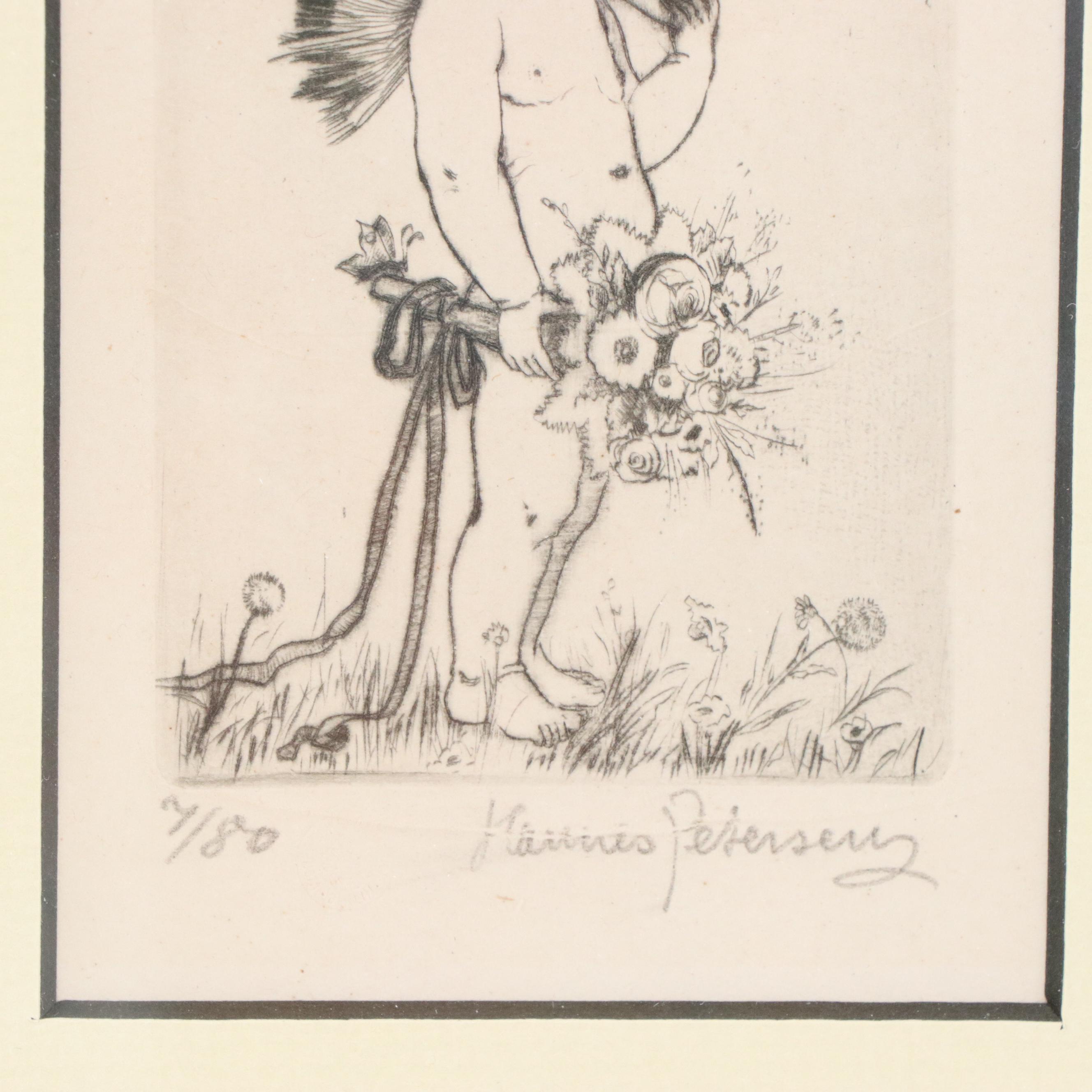 Four Black and White Etchings and Engravings, 20th Century