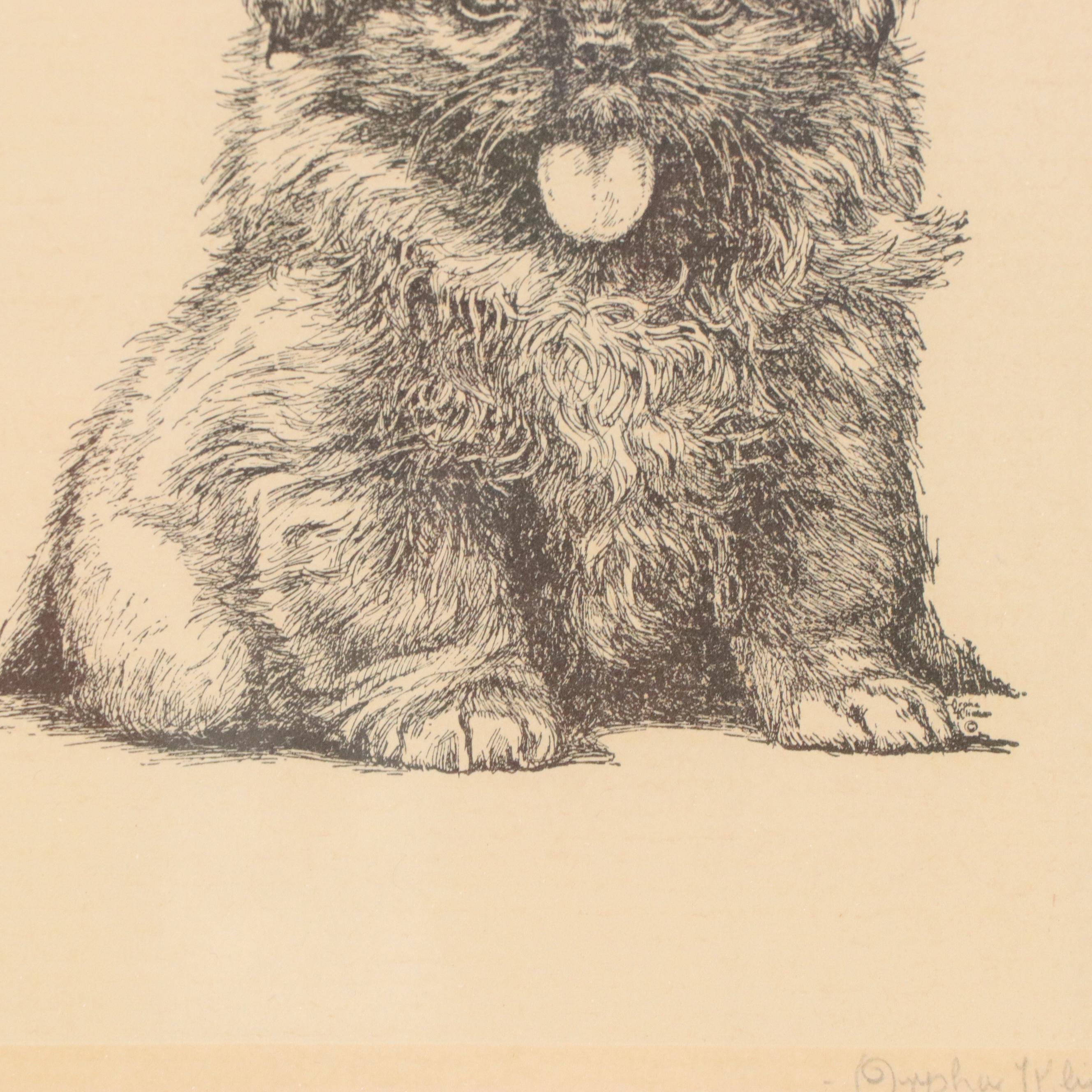 Four Black and White Etchings and Engravings, 20th Century