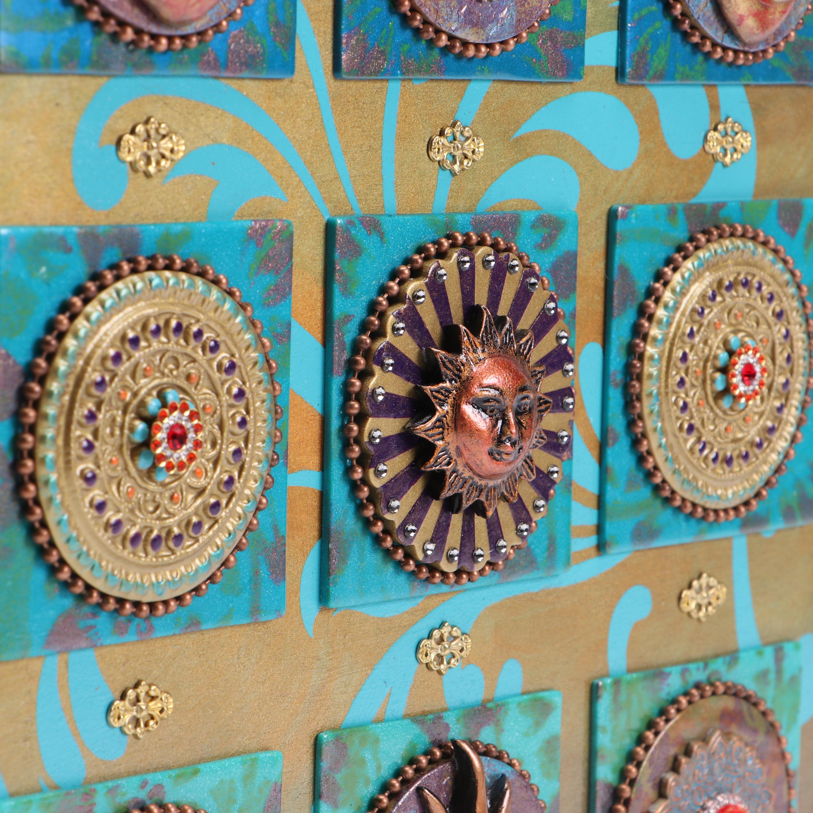 Deborah Kovacs-Sturdevant Mixed Media Composition "Mandala Tiles," 21st Century