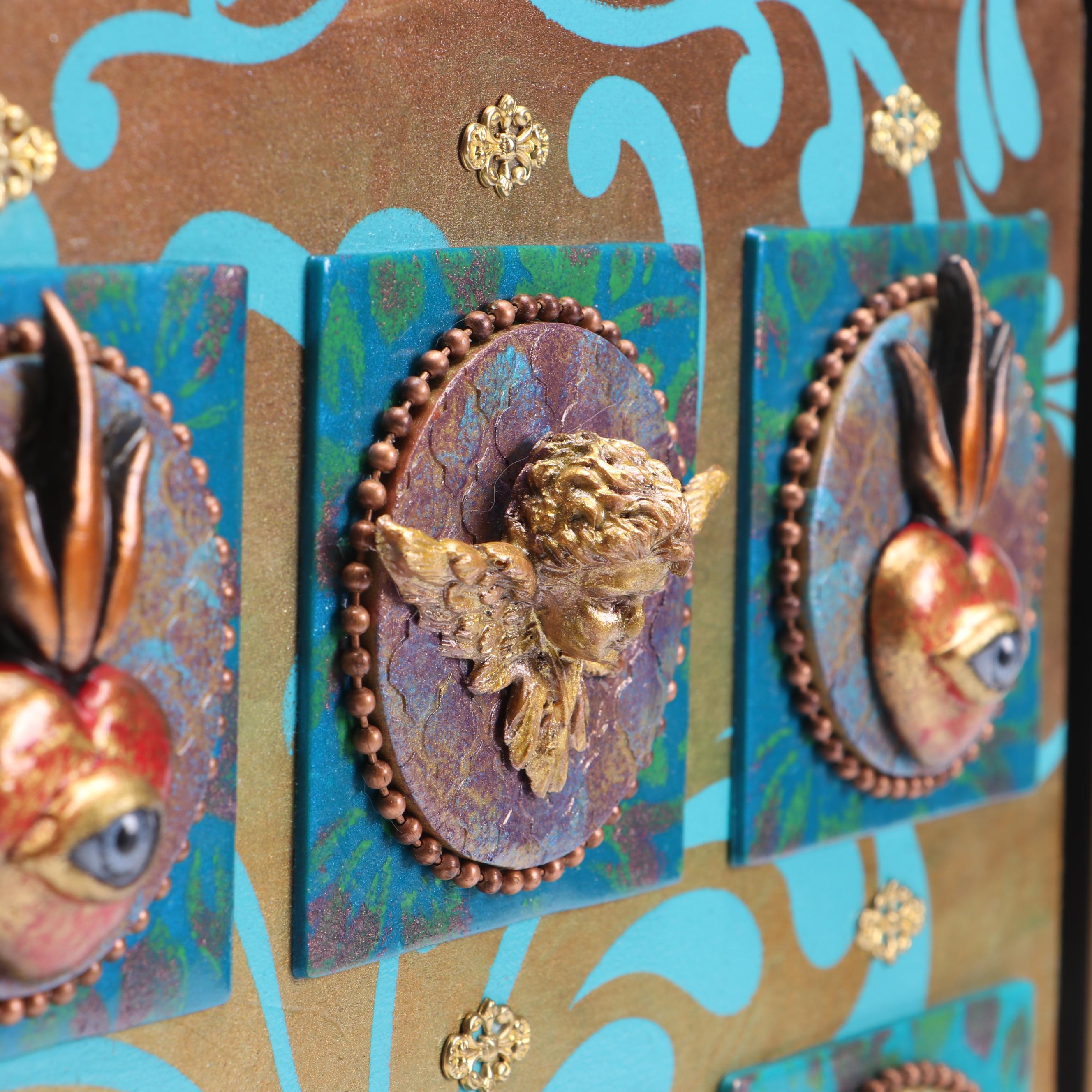 Deborah Kovacs-Sturdevant Mixed Media Composition "Mandala Tiles," 21st Century