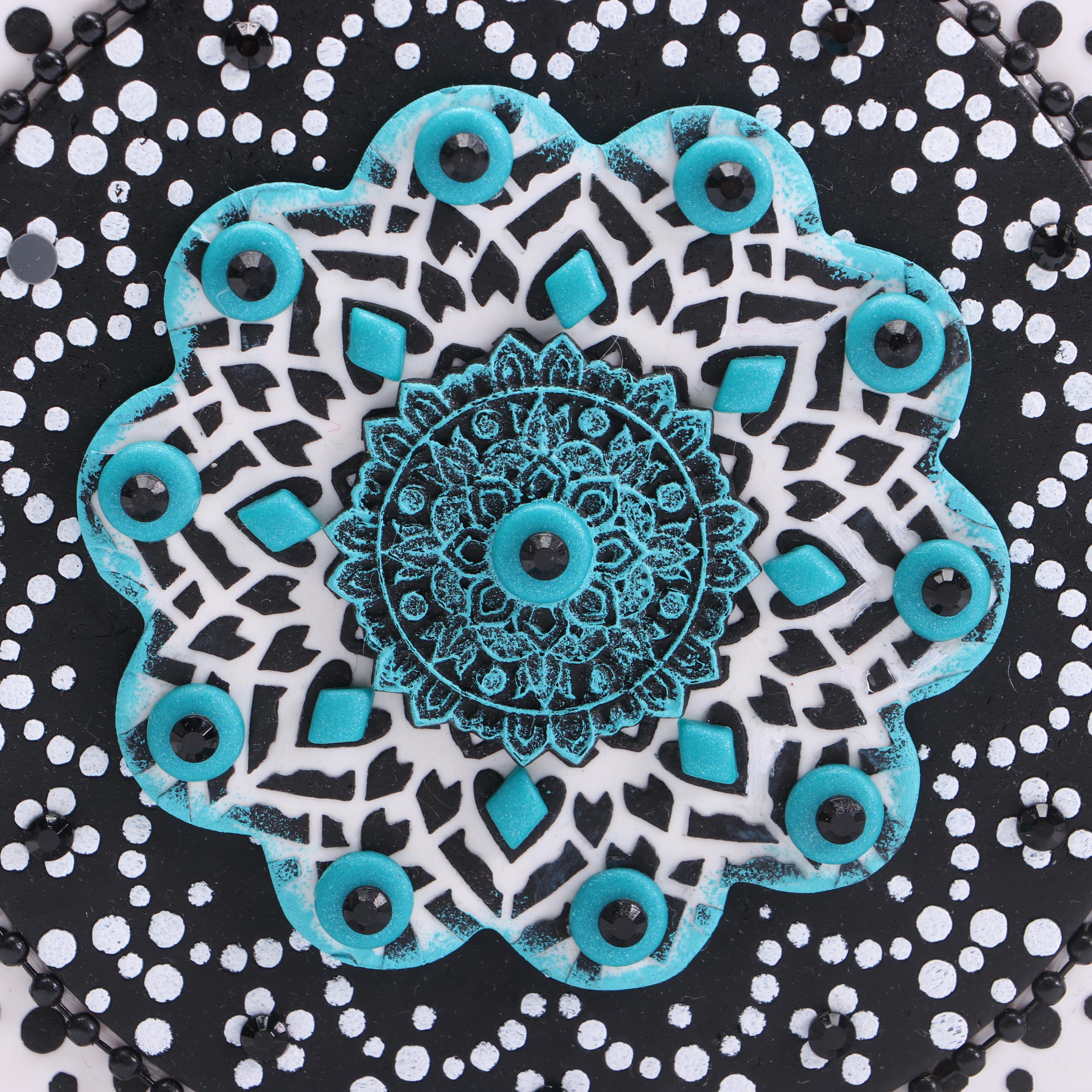 Deborah Kovacs-Sturdevant Mixed Media Collage "Black & White Mandala"