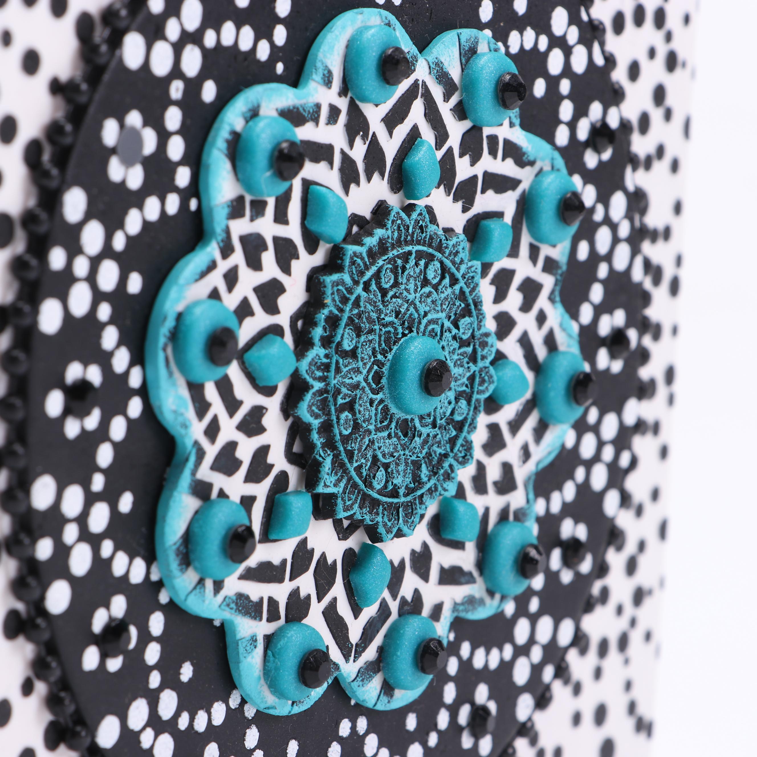 Deborah Kovacs-Sturdevant Mixed Media Collage "Black & White Mandala"