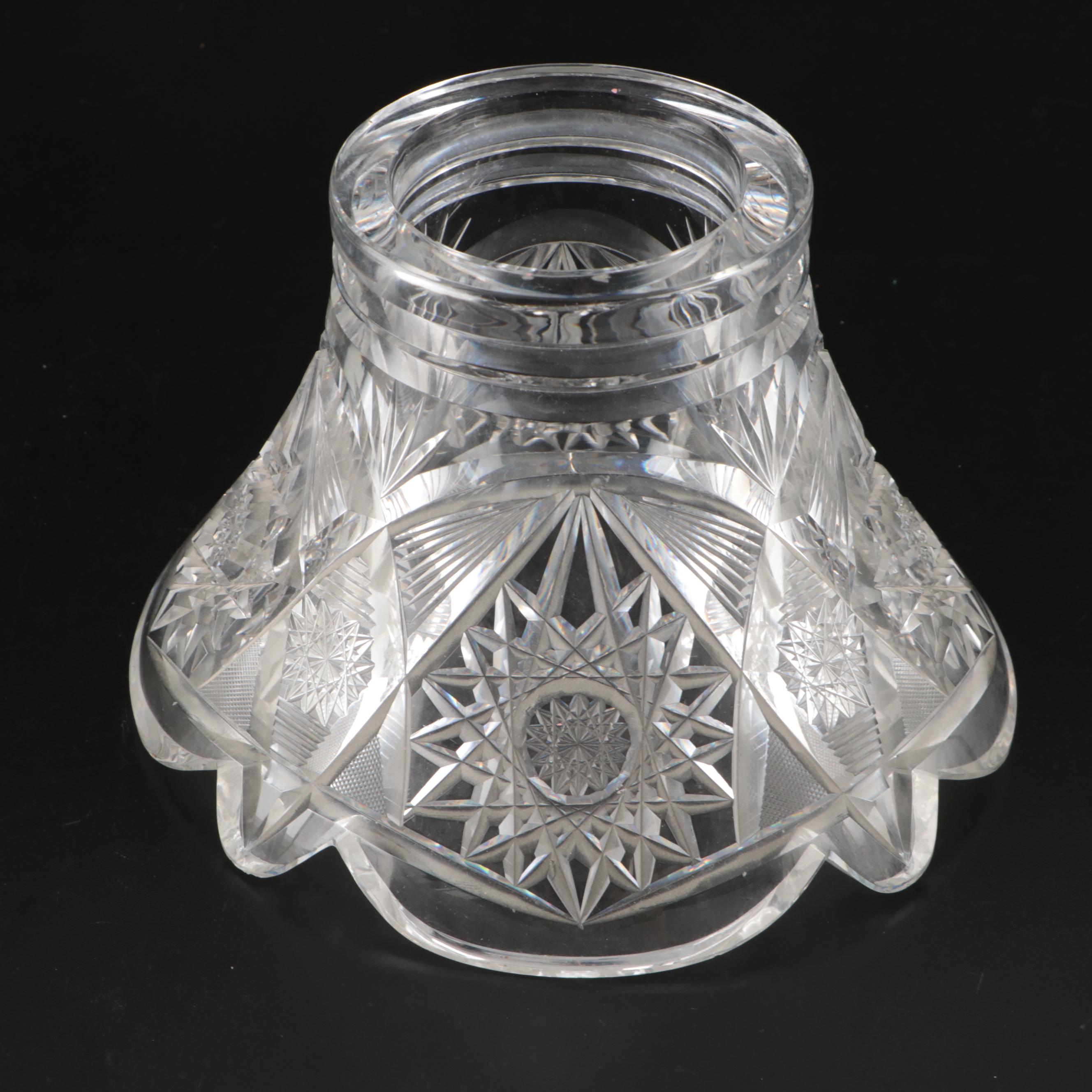 American Brilliant Style Cut Glass Punch Bowl on Stand, 20th Century