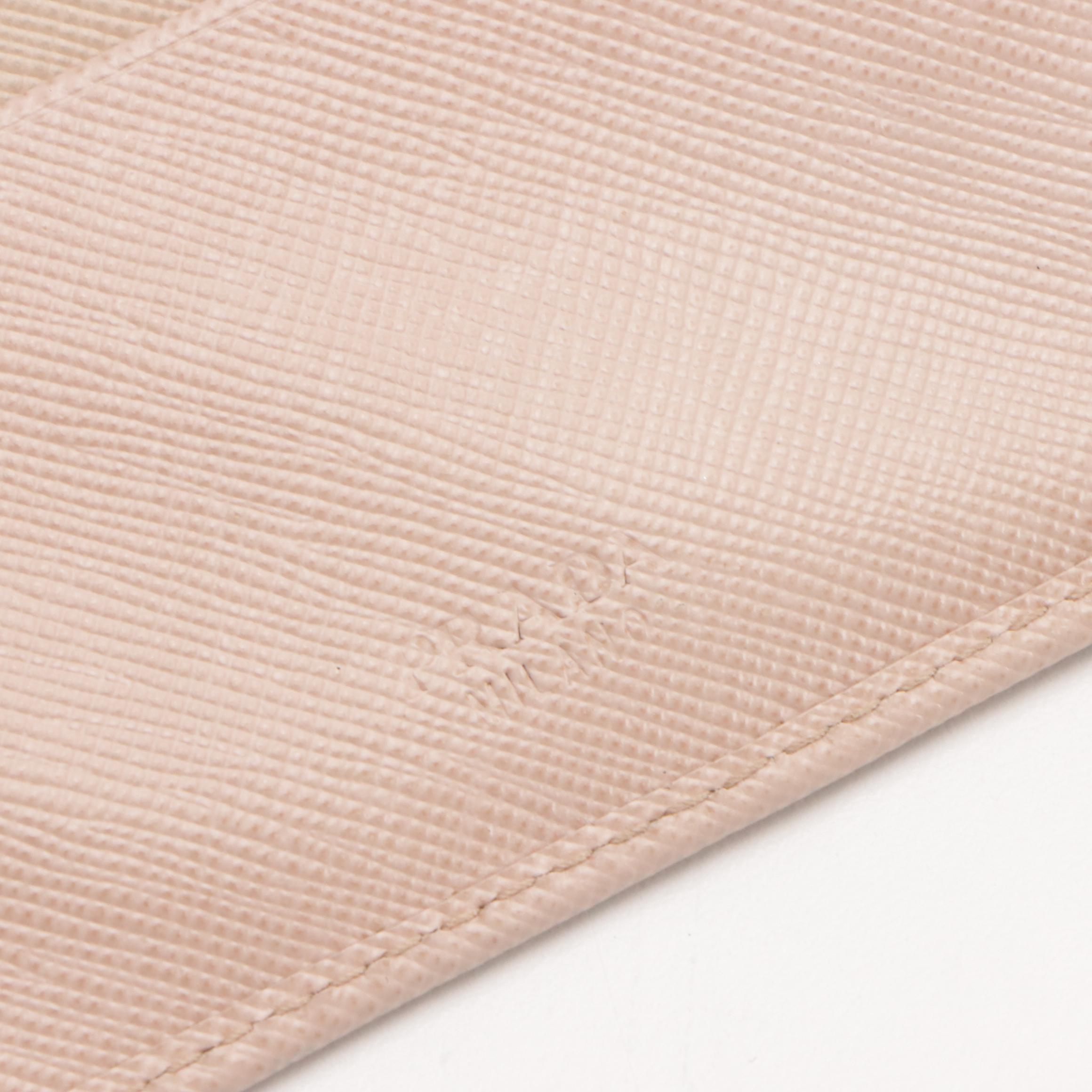 Prada Bifold Long Wallet in Neutral Saffiano Leather