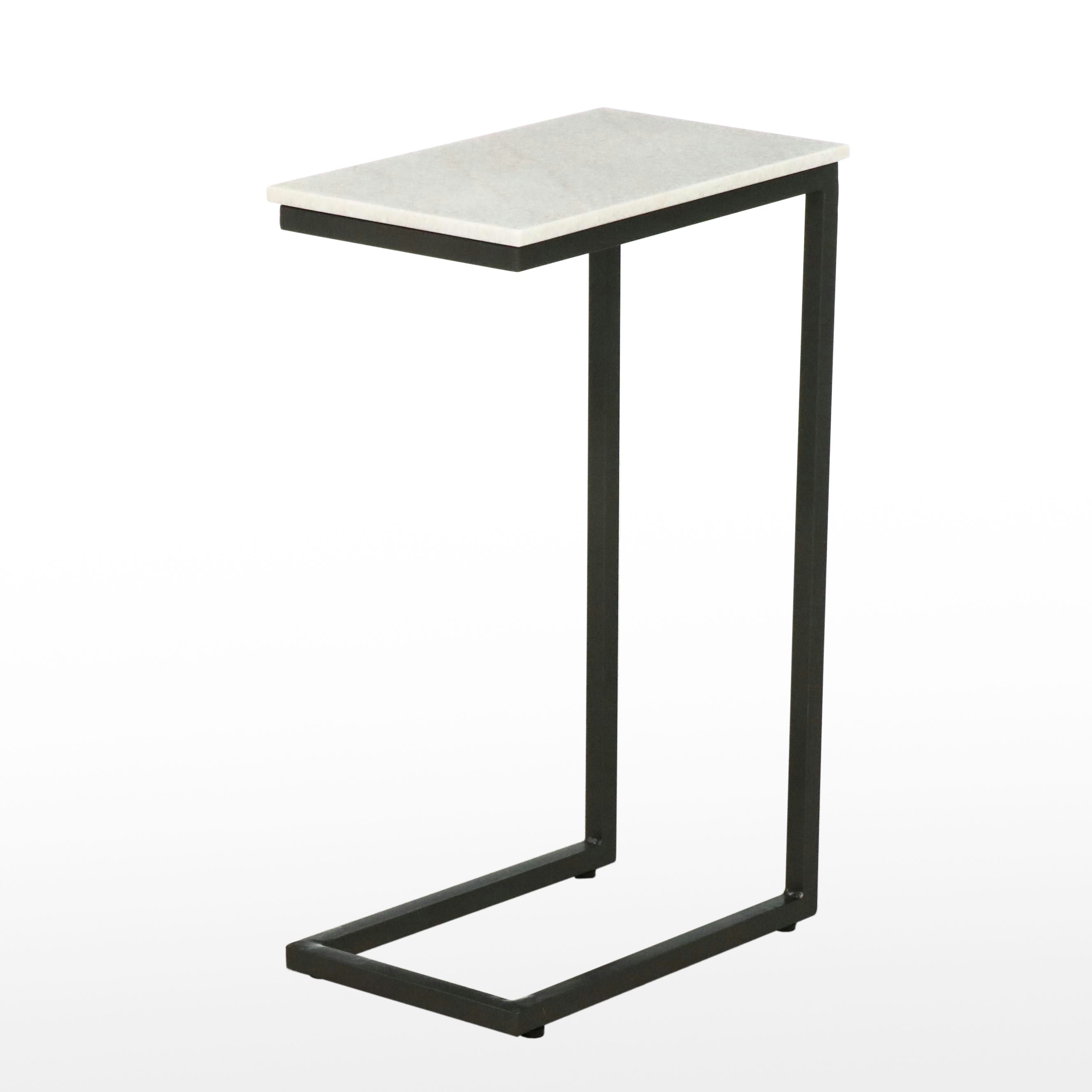 Contemporary Cantilevered Side Table with White Granite Top