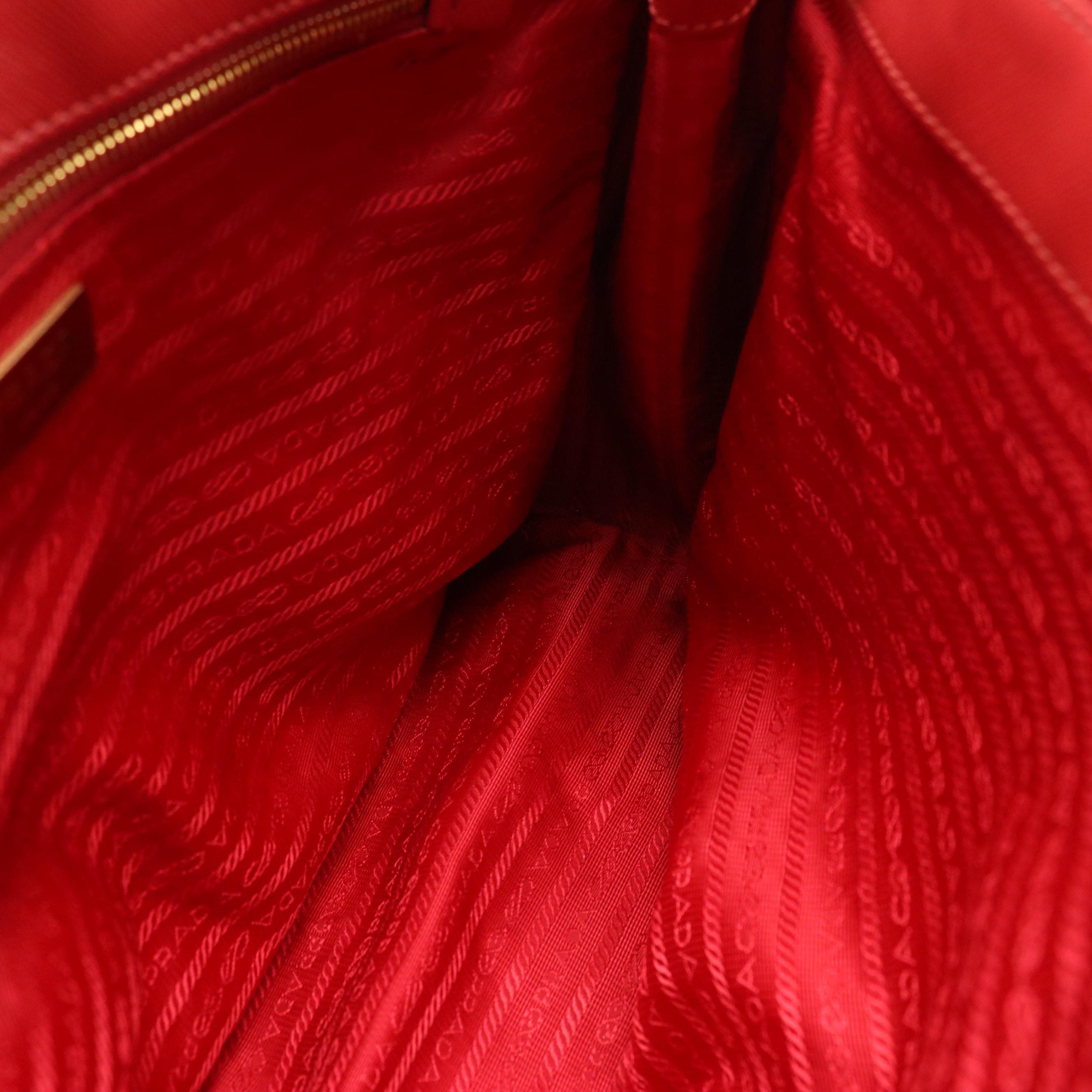 Prada Red Saffiano Leather Galleria Double Zip Tote