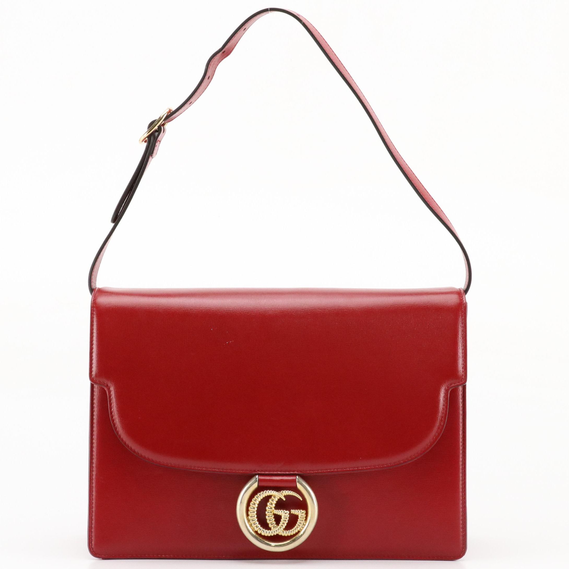 Gucci Marmont Shoulder Bag In Red Smooth Leather