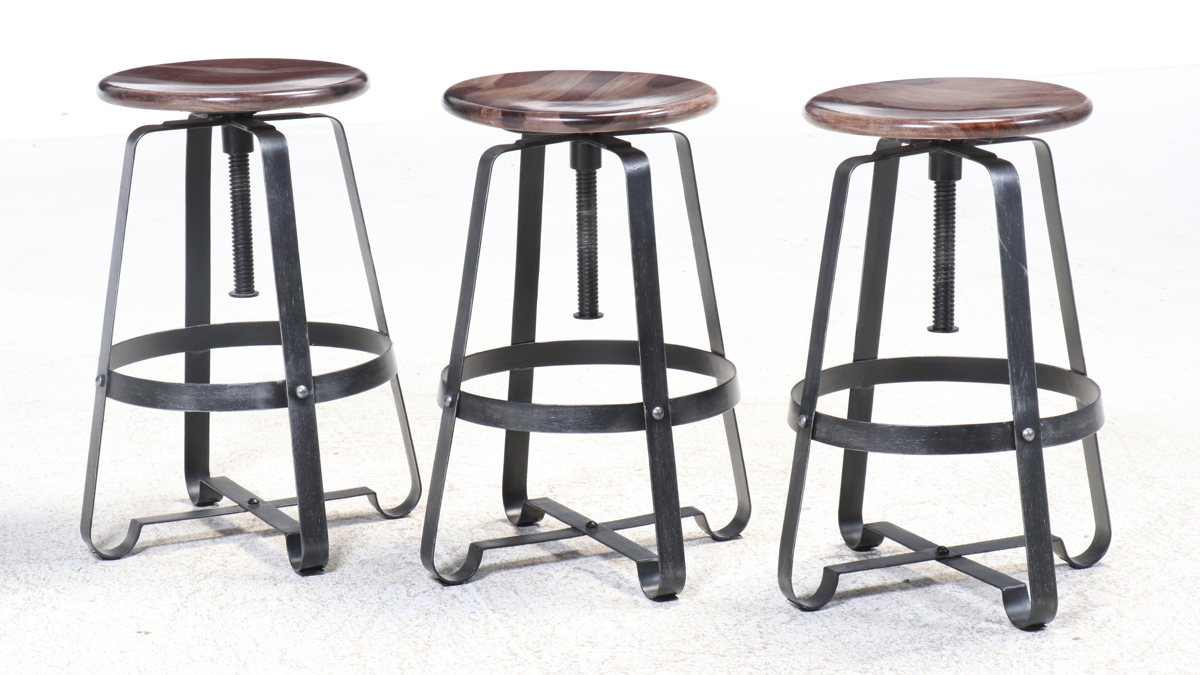 Industrial Style Iron Table with Three Barstools