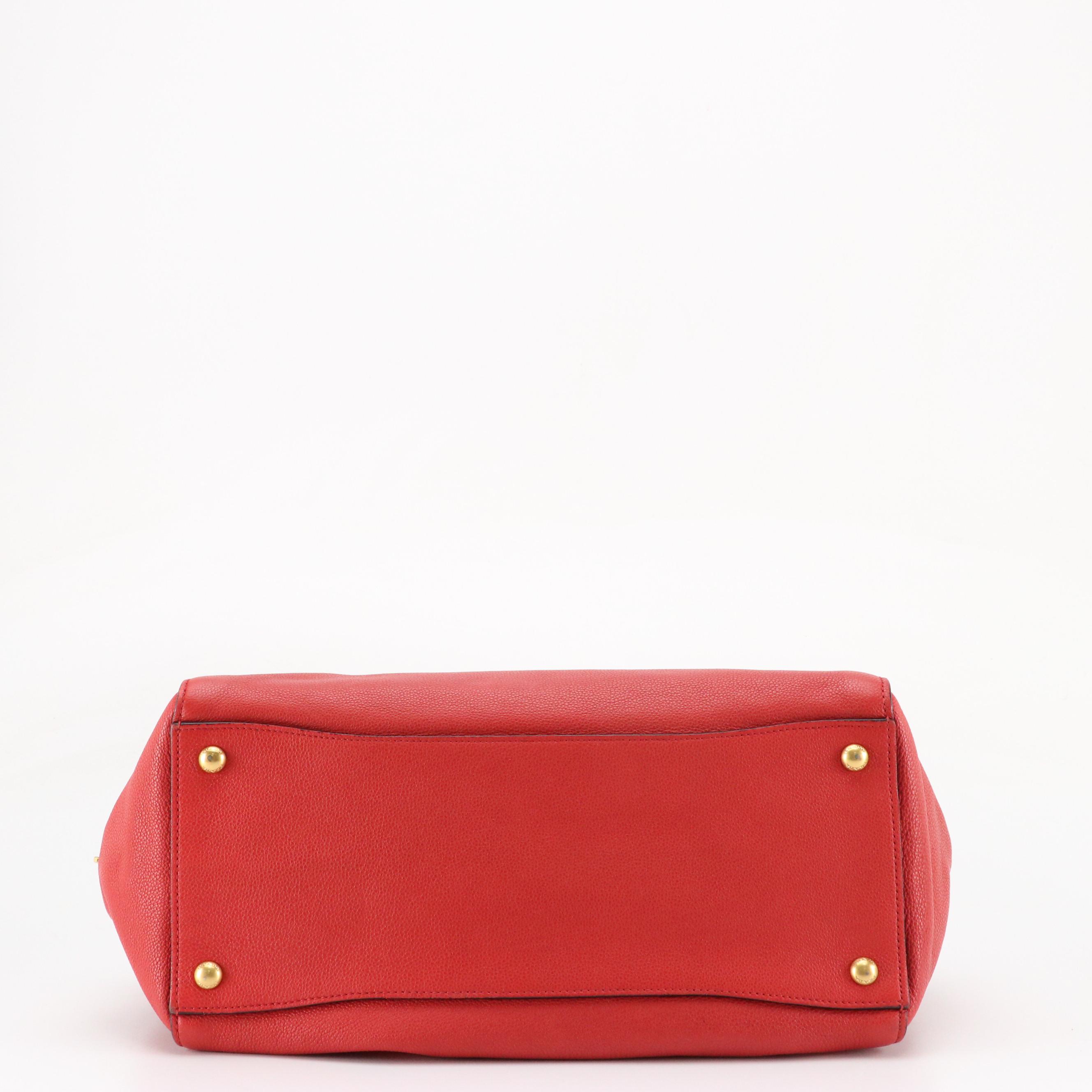 Prada Red Vitello Daino Leather Two-Way Bag