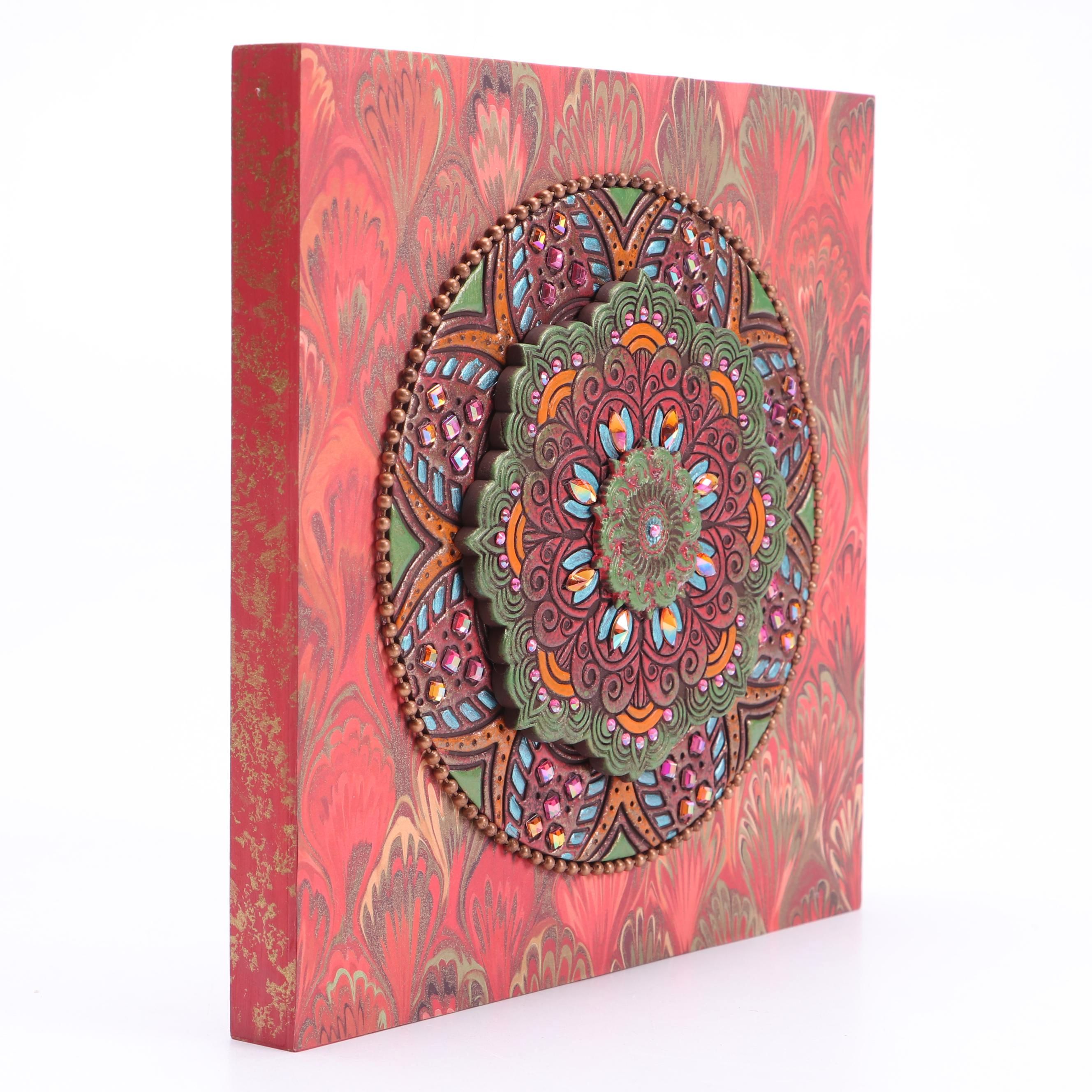 Deborah Kovacs-Sturdevant Mixed Media Collage "Mandala," 21st Century