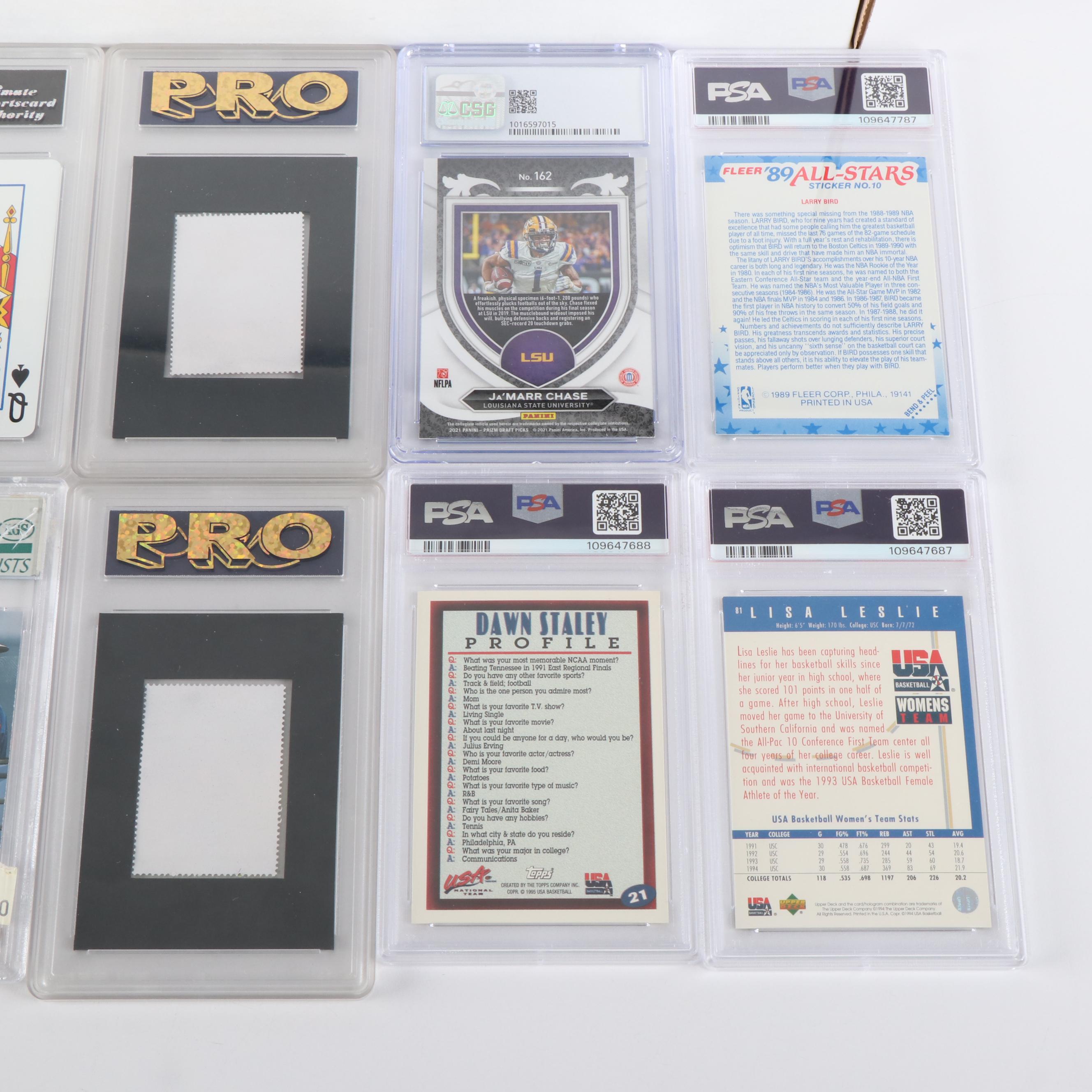 1000+ Card Mixed Sport Lot Includes Ja'Marr Chase, Larry Bird, and Tiger Woods