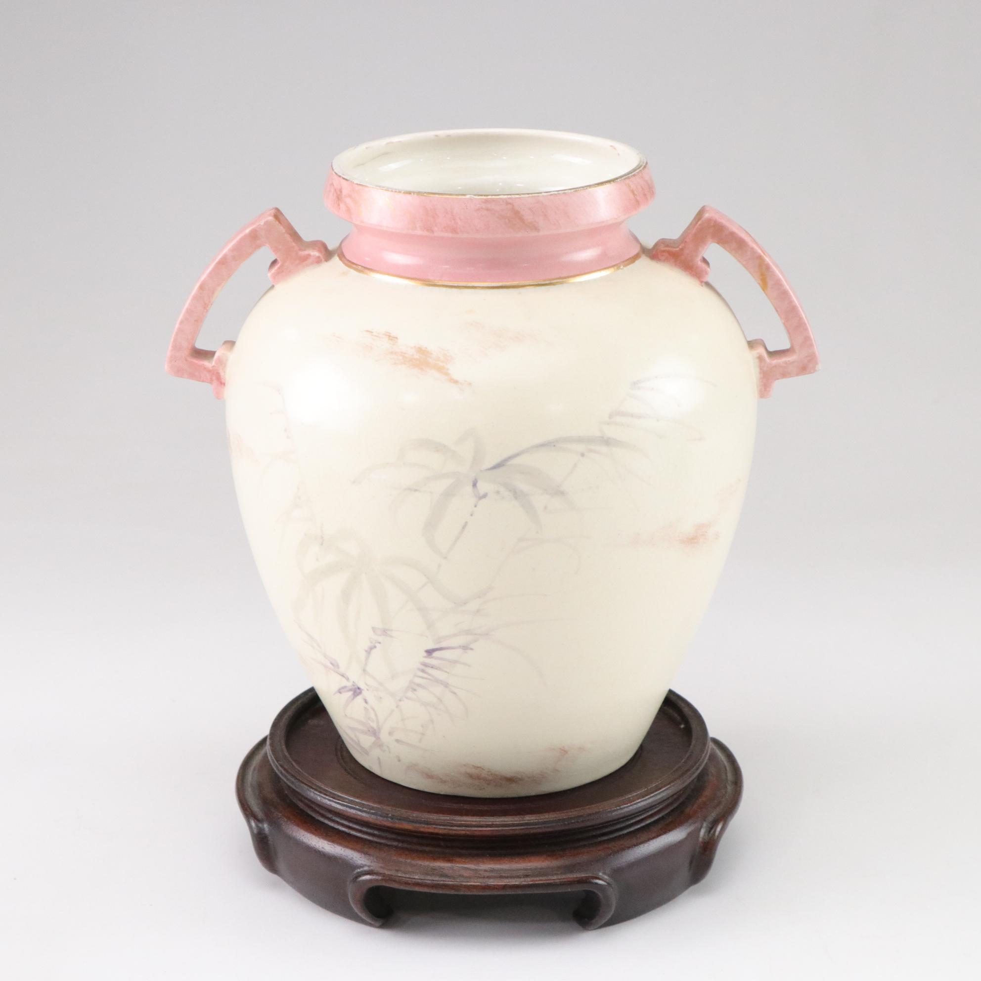 Thomas Forester & Sons Hand-Painted Art Deco Vase with Porcelain Candlesticks