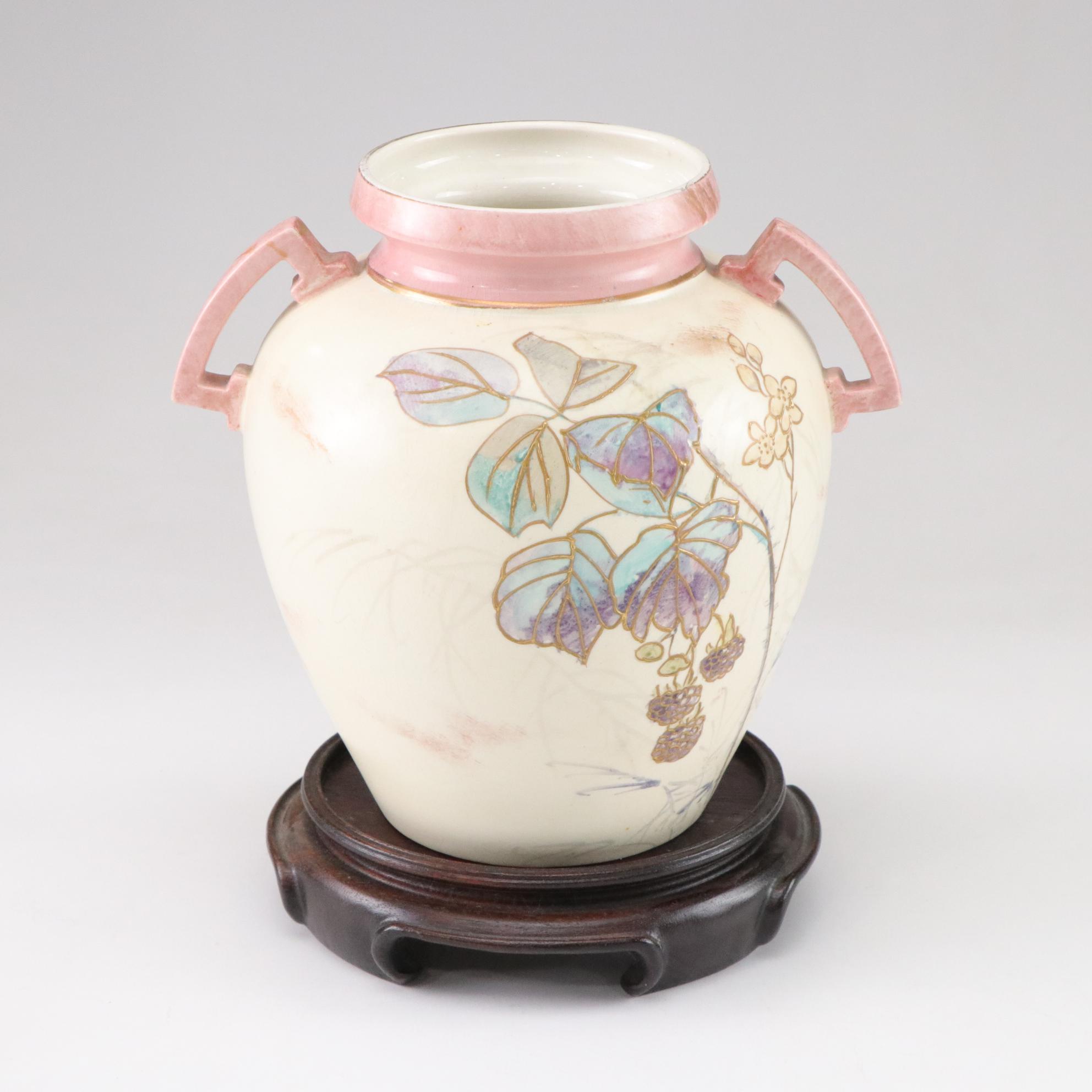 Thomas Forester & Sons Hand-Painted Art Deco Vase with Porcelain Candlesticks