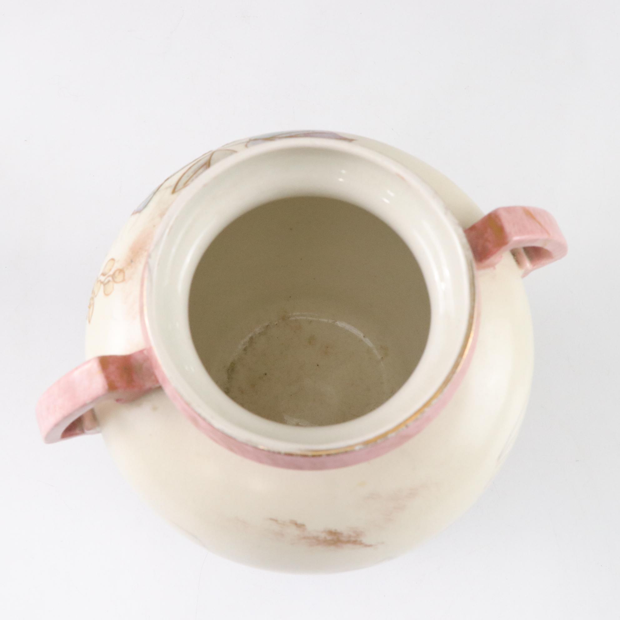 Thomas Forester & Sons Hand-Painted Art Deco Vase with Porcelain Candlesticks