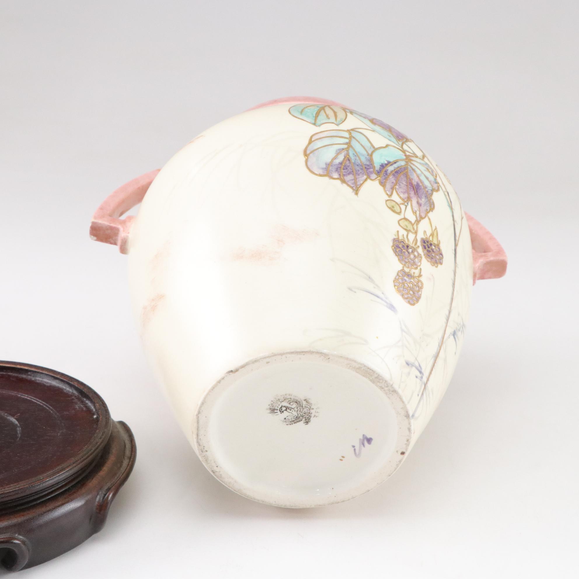 Thomas Forester & Sons Hand-Painted Art Deco Vase with Porcelain Candlesticks