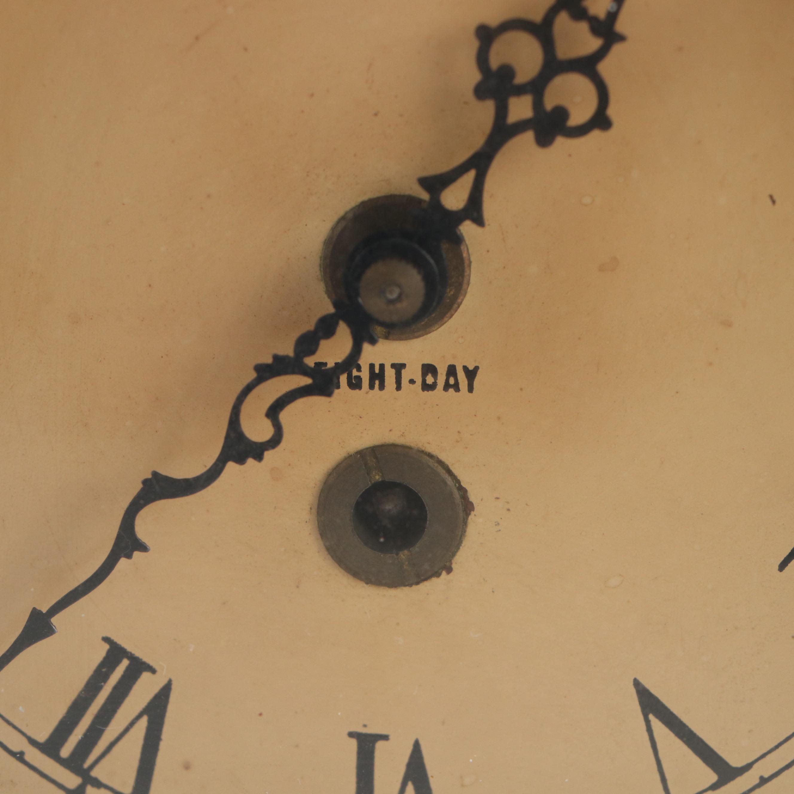 Victorian Style Eight Day Clock Wooden Steeple Mantel Clock, Mid-20th Century