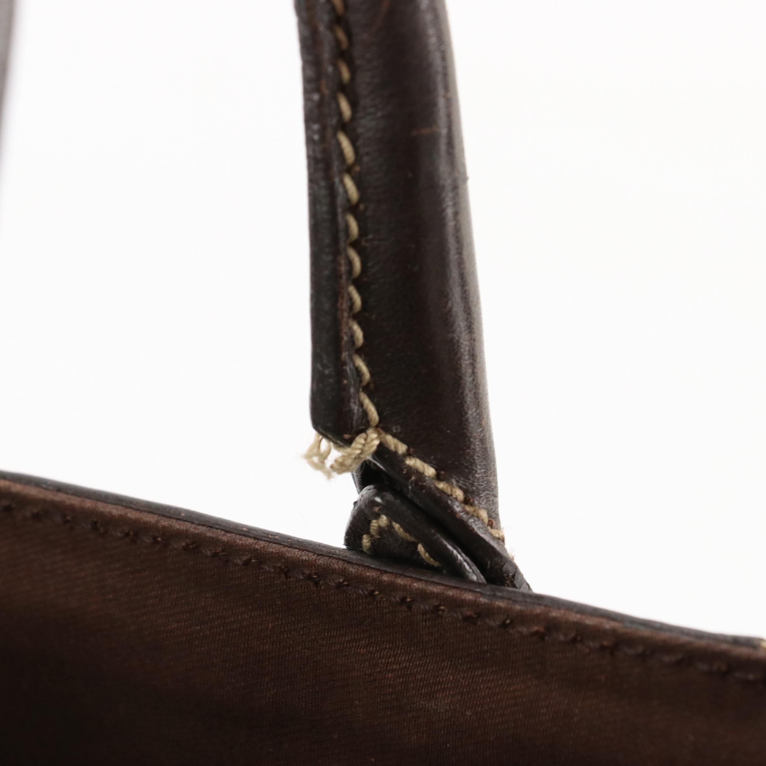 Gucci GG Canvas and Brown Leather Trophy Tote