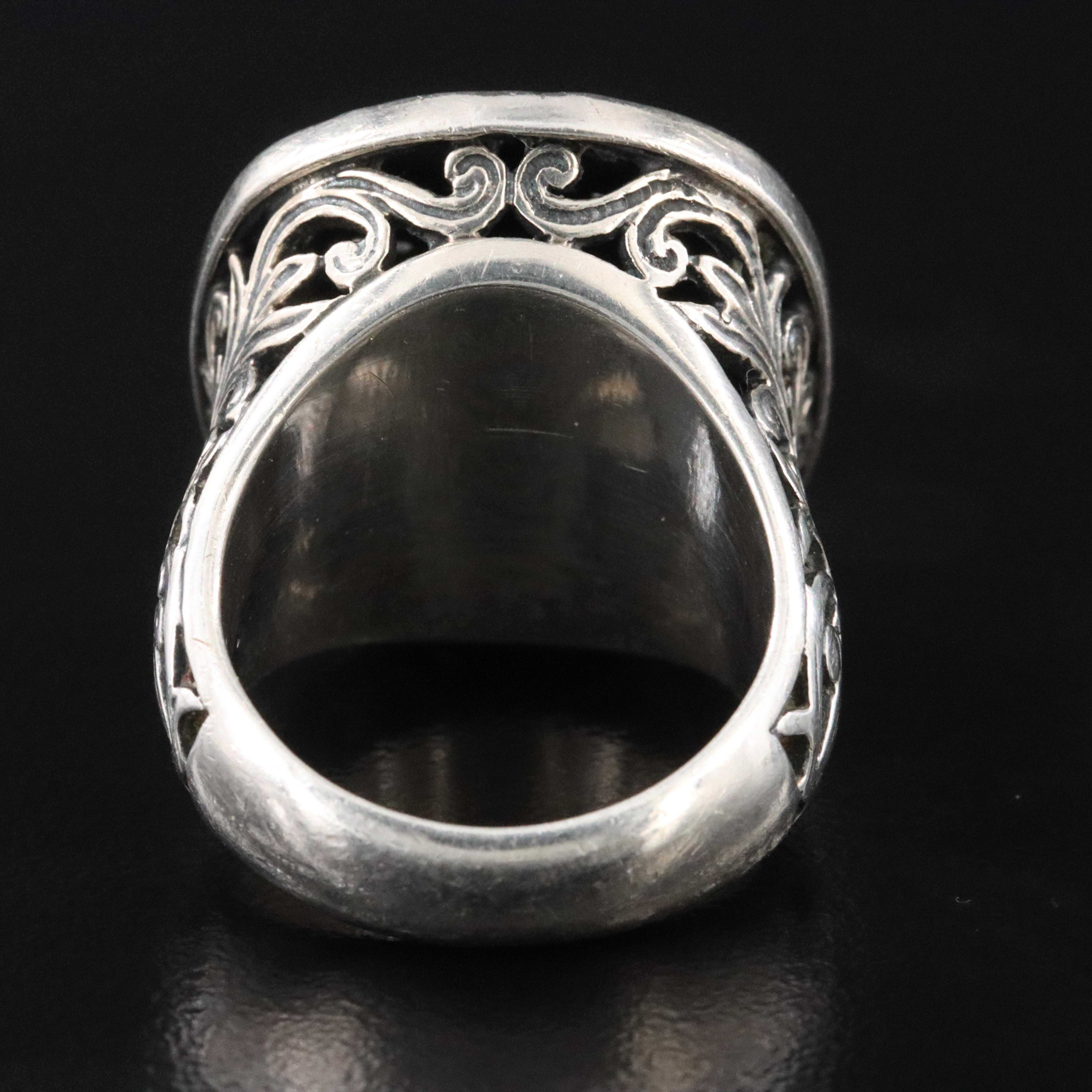 Konstantino Sterling Engraved Cross Ring