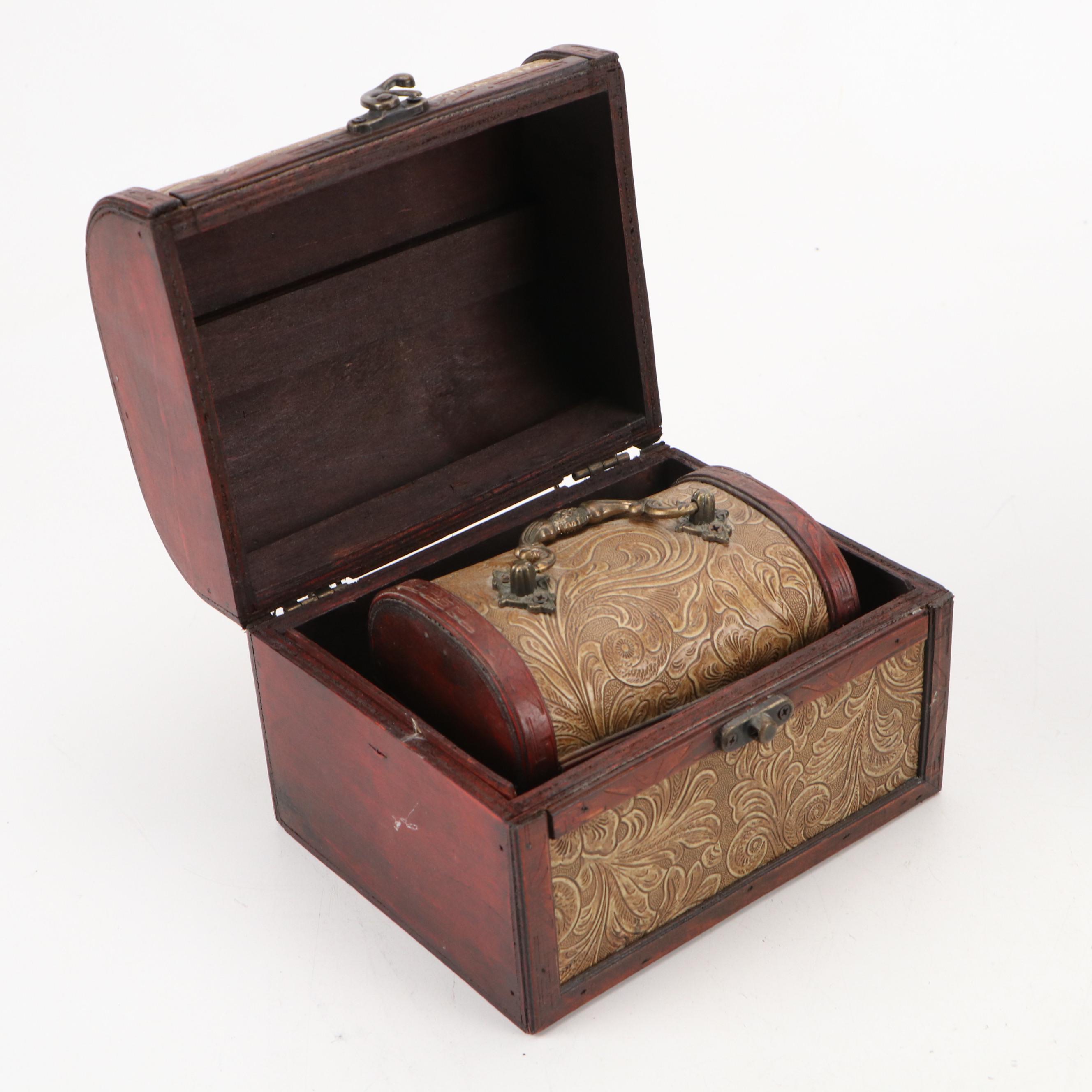 Chinese Style Bamboo, Wood Decoupage, Reeded and Other Boxes