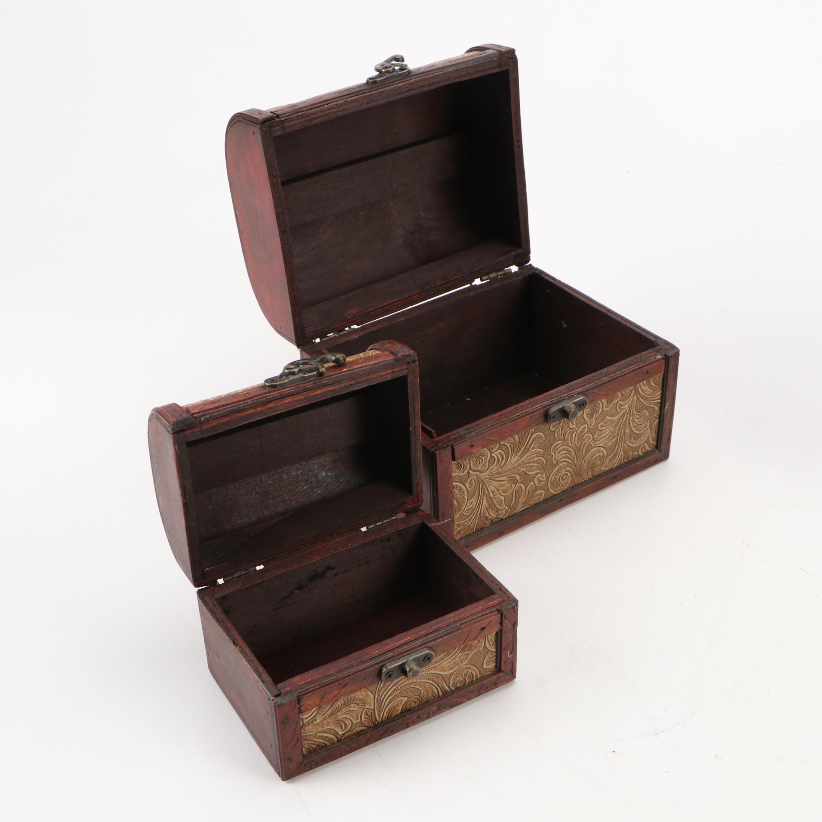 Chinese Style Bamboo, Wood Decoupage, Reeded and Other Boxes