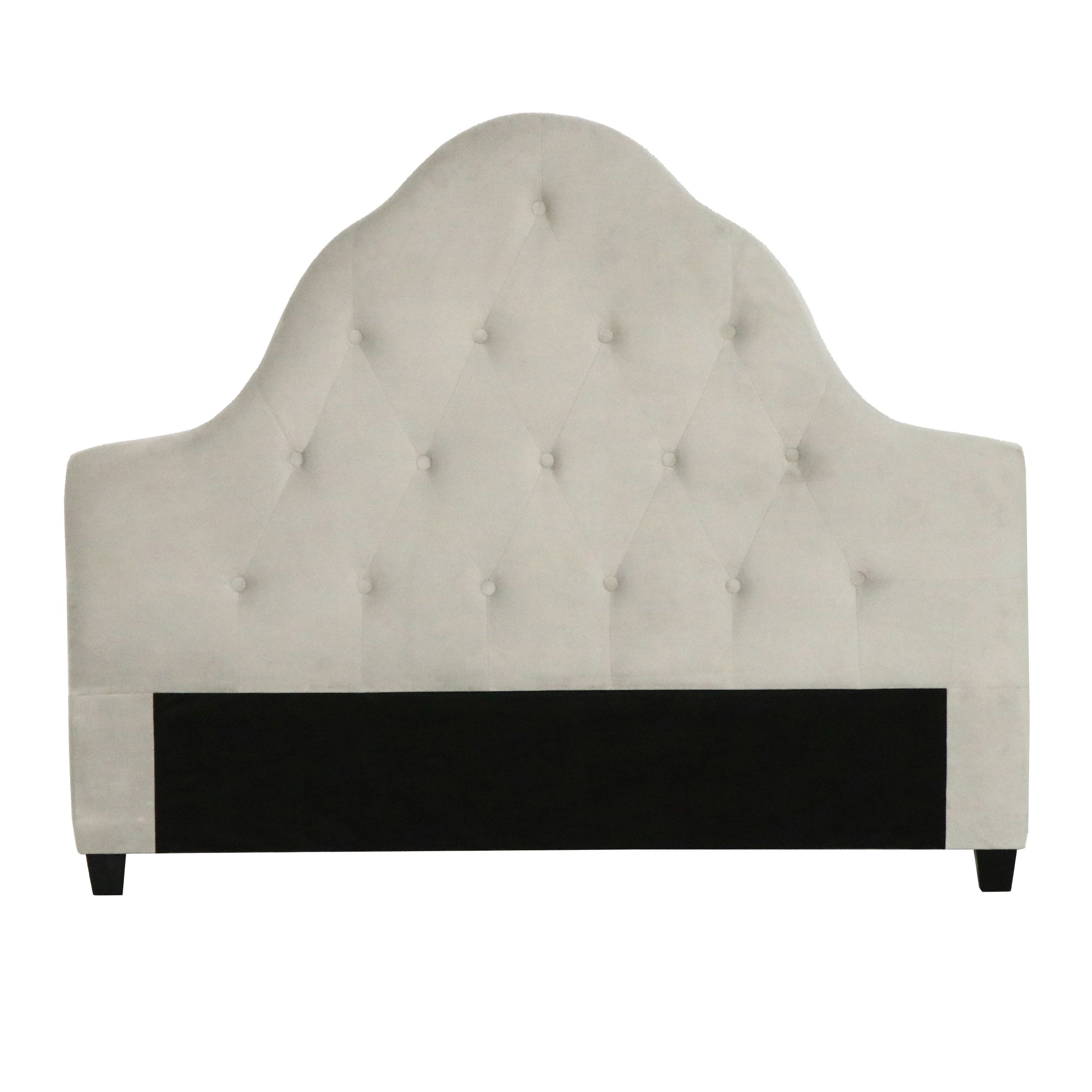 Grey Upholstered Tufted Queen Size Headboard