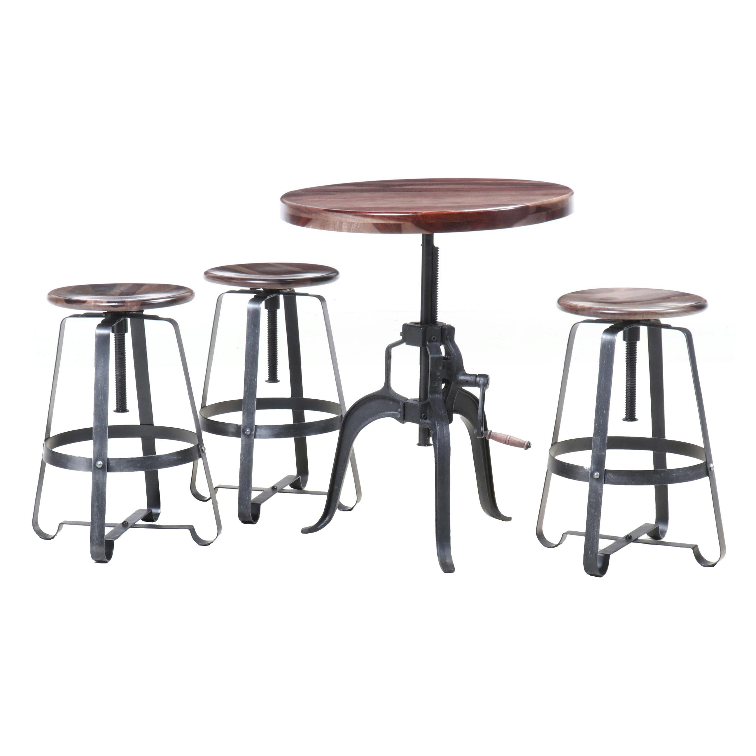 Industrial Style Iron Table with Three Barstools