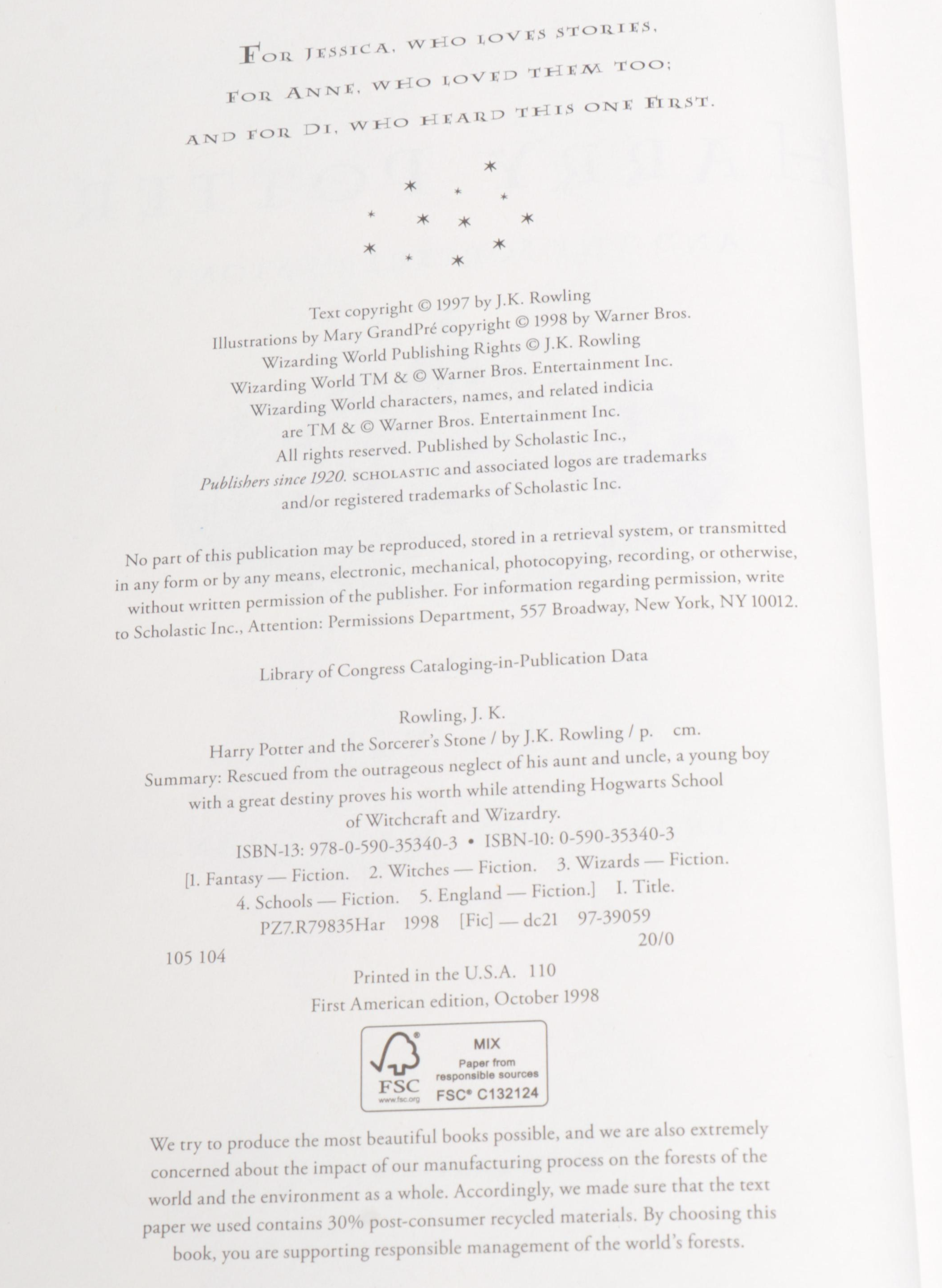 First American Edition "Harry Potter" Complete Series by J. K. Rowling