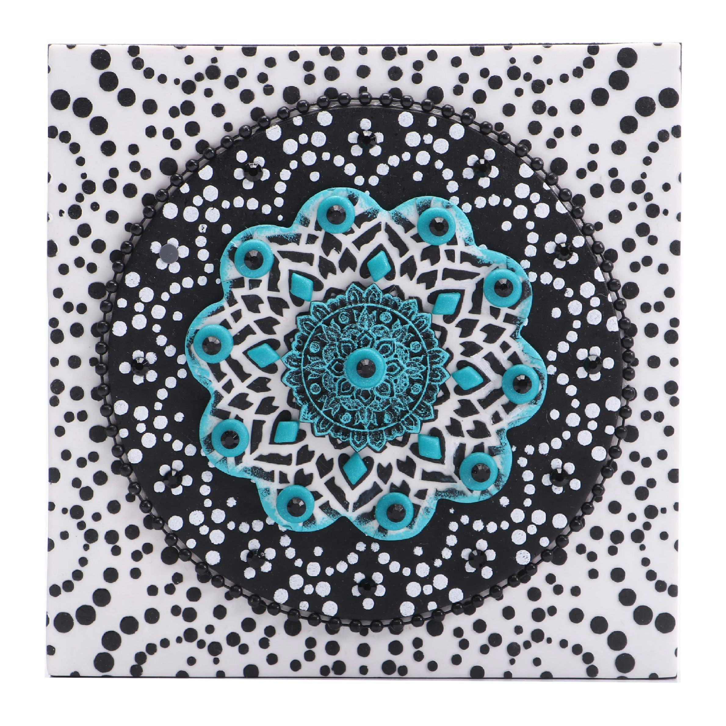 Deborah Kovacs-Sturdevant Mixed Media Collage "Black & White Mandala"