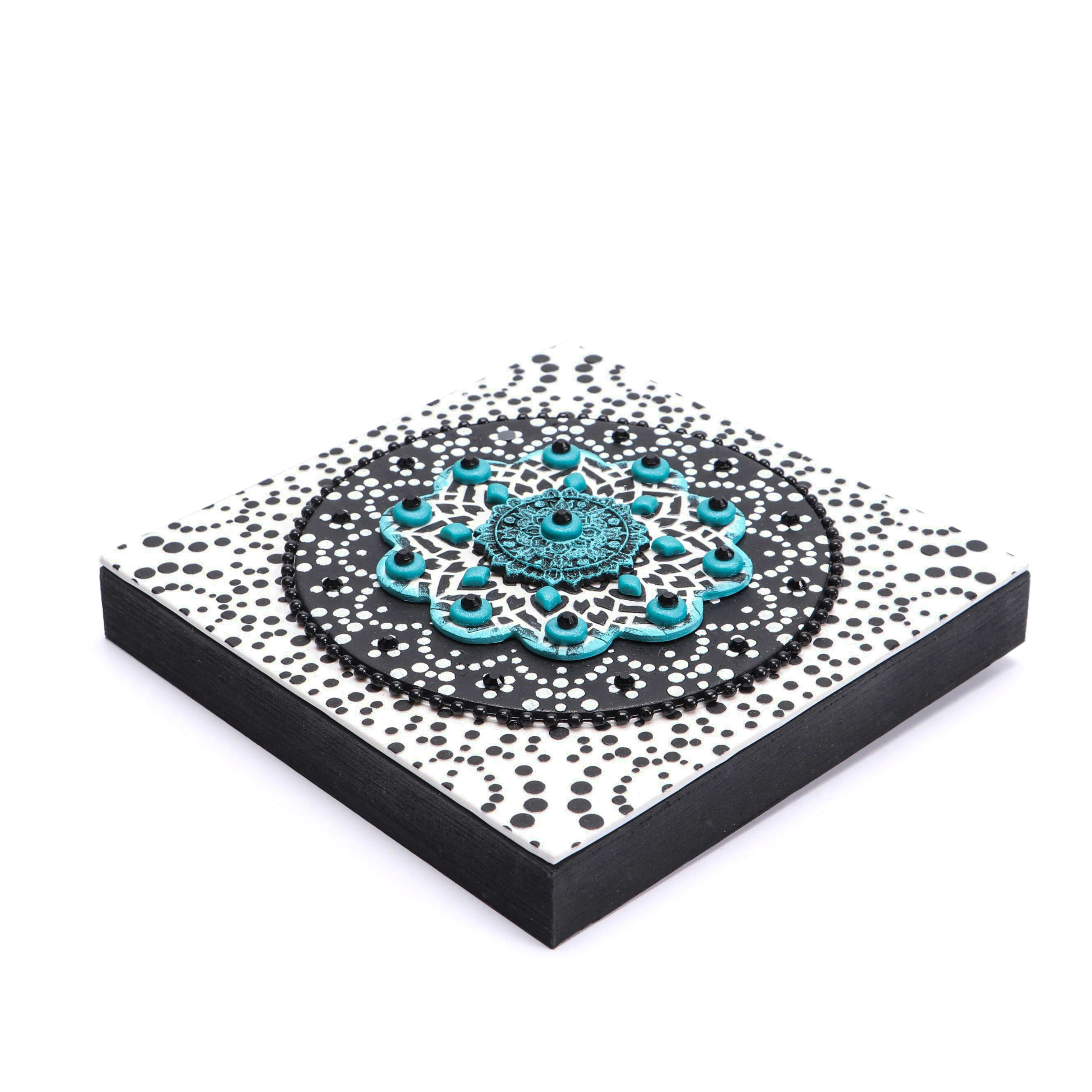 Deborah Kovacs-Sturdevant Mixed Media Collage "Black & White Mandala"