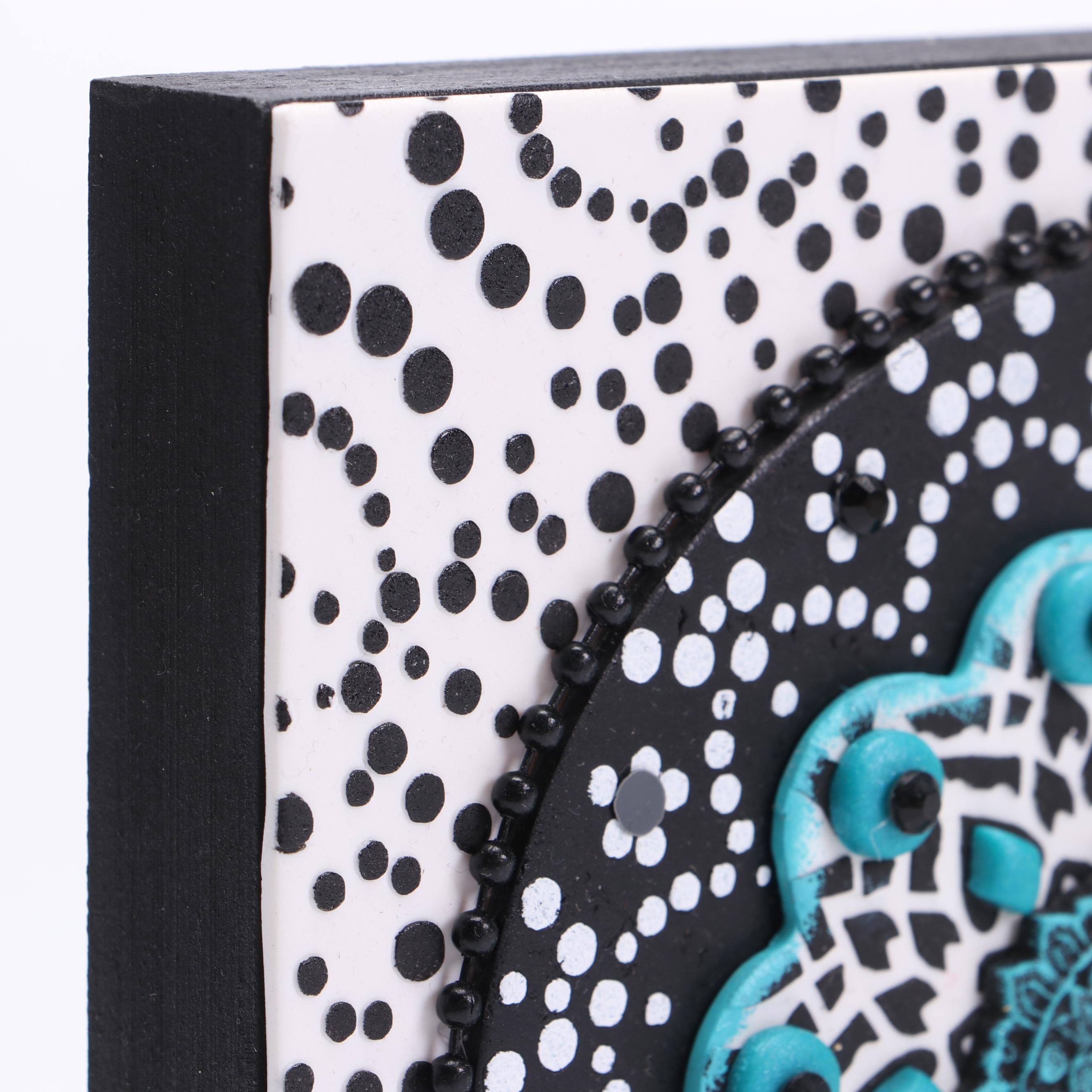 Deborah Kovacs-Sturdevant Mixed Media Collage "Black & White Mandala"