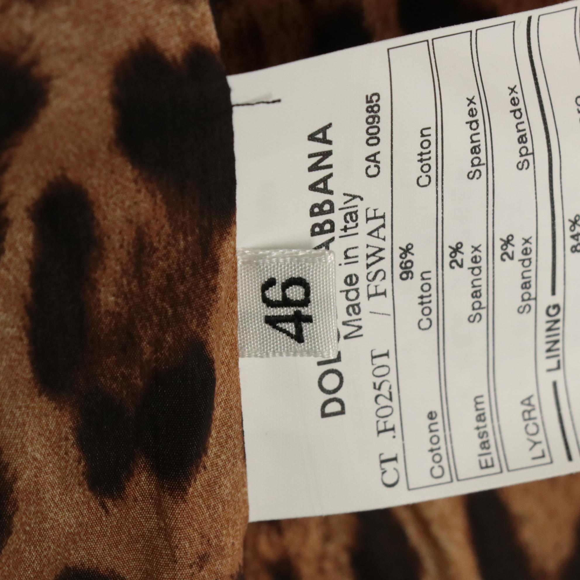 Dolce & Gabbana Brown Leopard Printed Corduroy Coat Mink Fur Collar with Tags