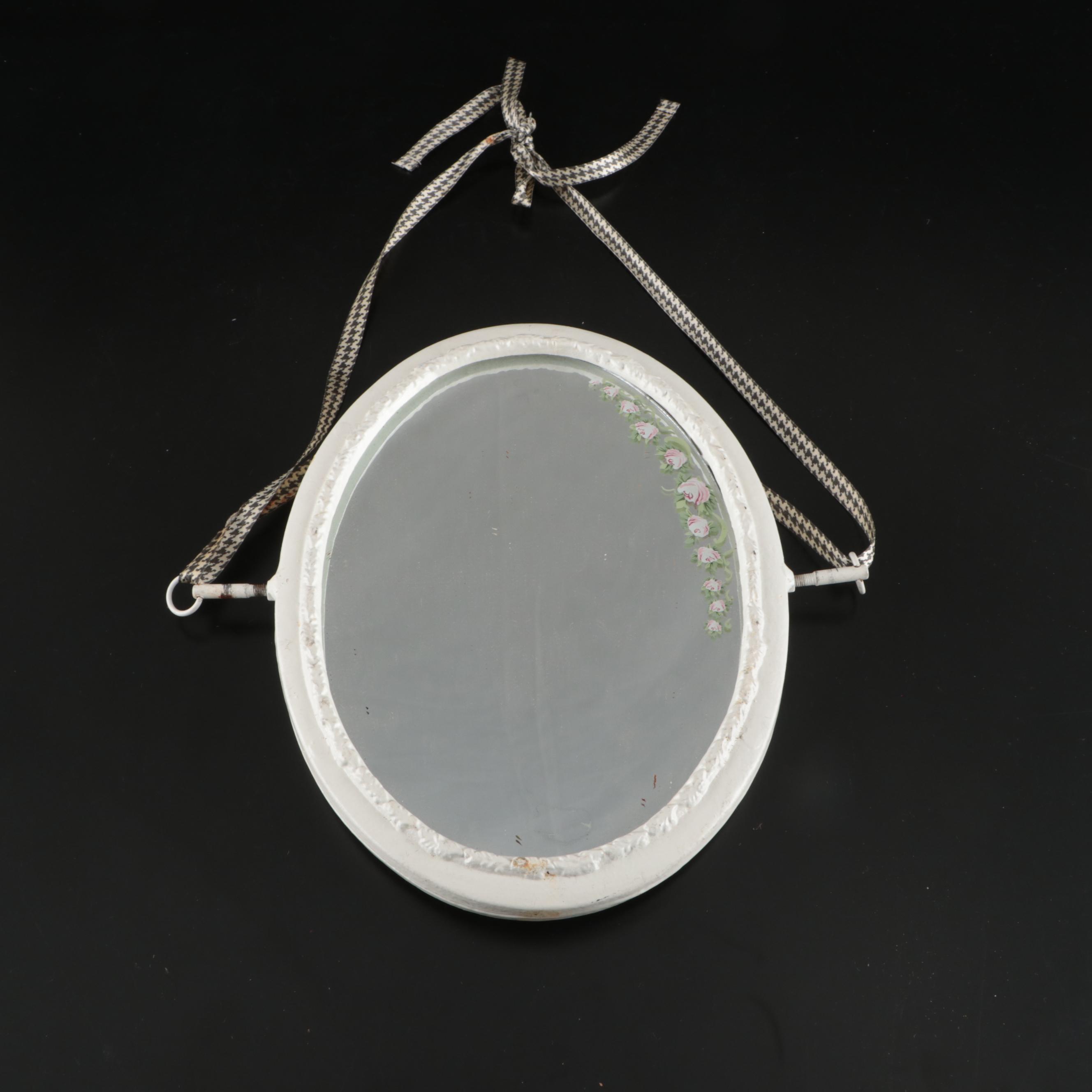 Painted Metal Framed Double Sided Floral Pattern Mirror, 20th Century