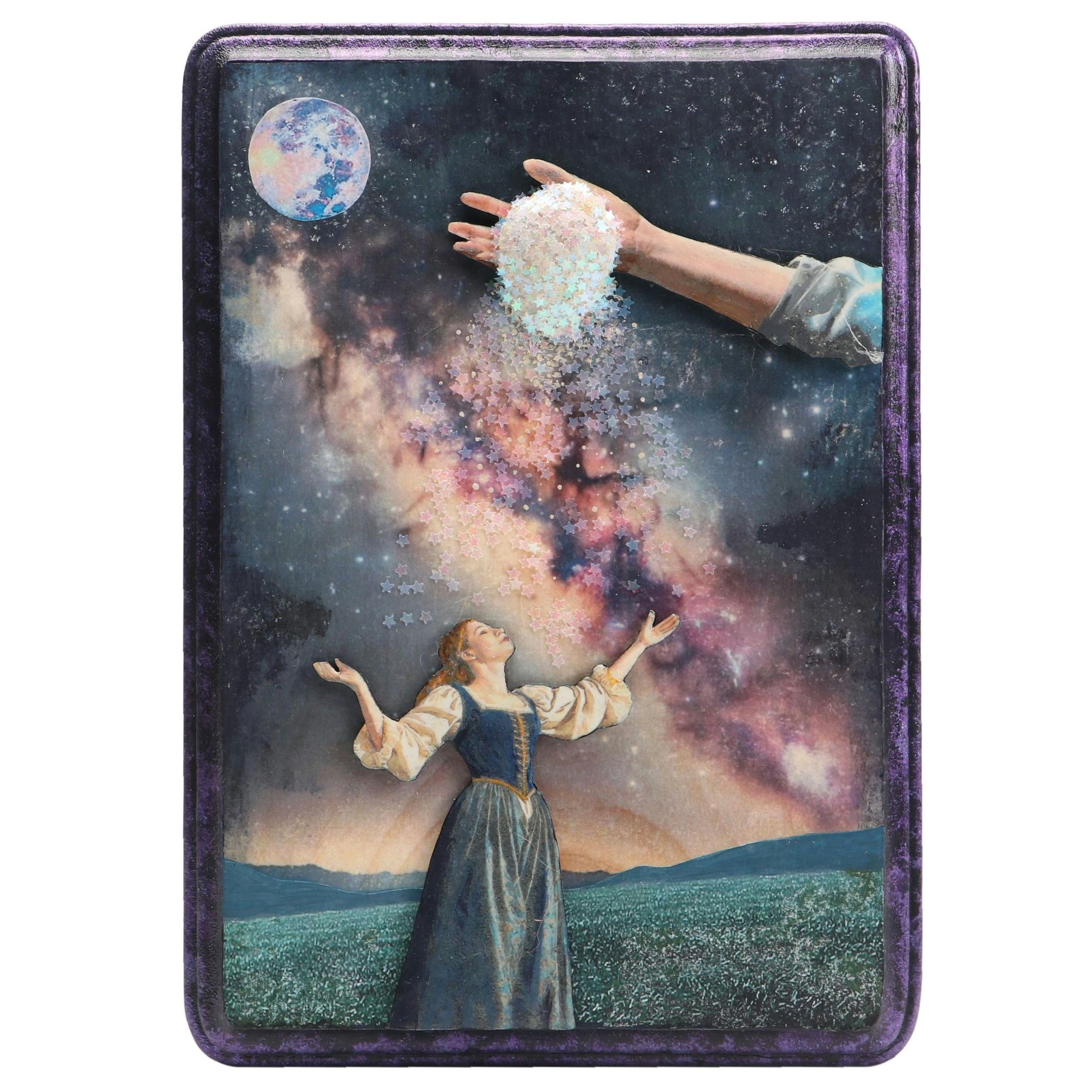 Deborah Kovacs-Sturdevant Mixed Media Collage "Blessings Rain Down from Heaven"