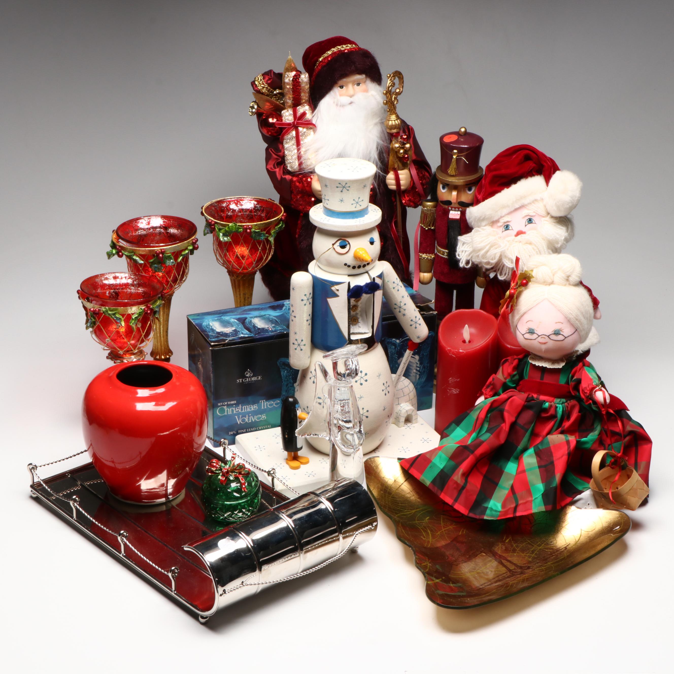 St George "Christmas Tree" Crystal Votives with Nutcrackers and More Décor