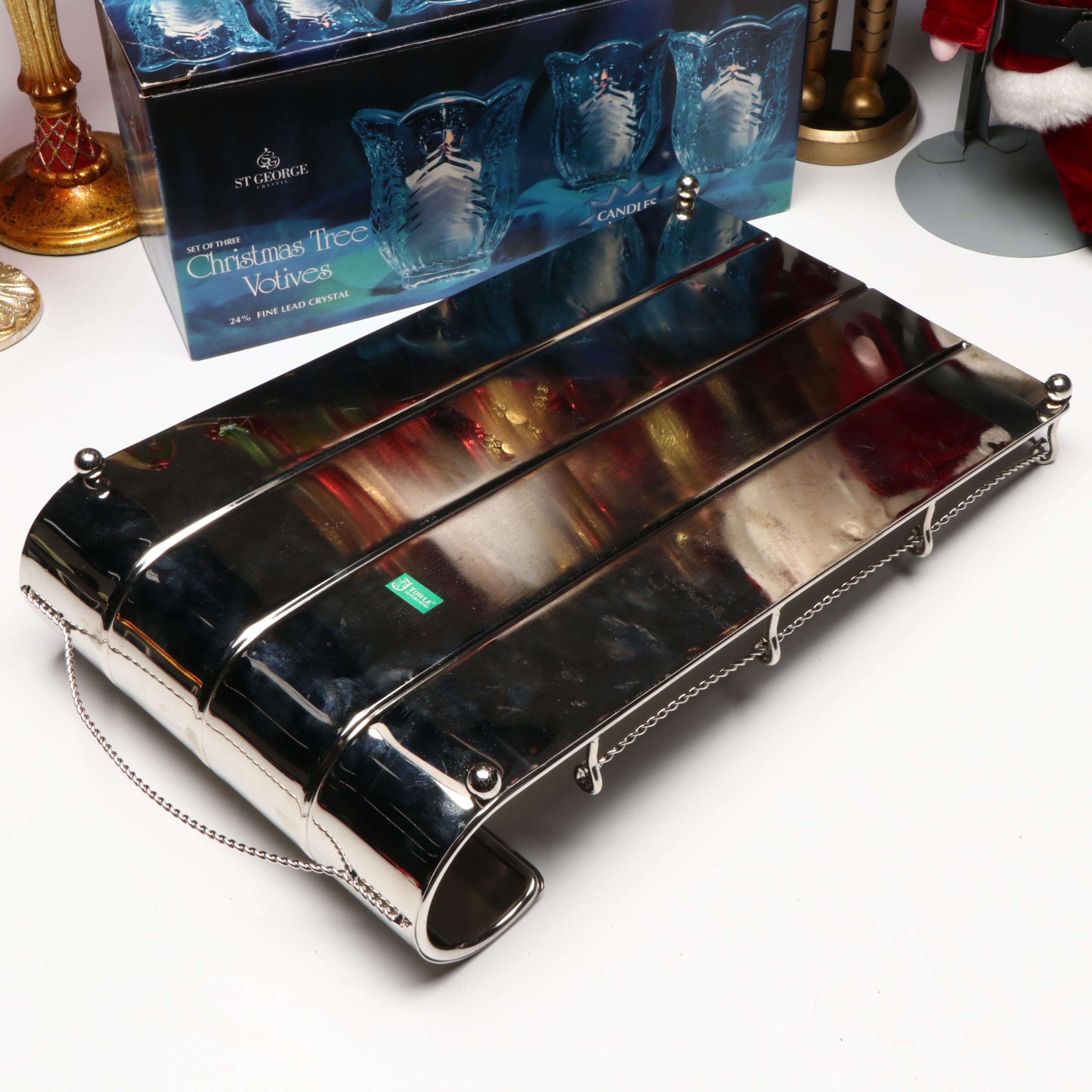 St George "Christmas Tree" Crystal Votives with Nutcrackers and More Décor