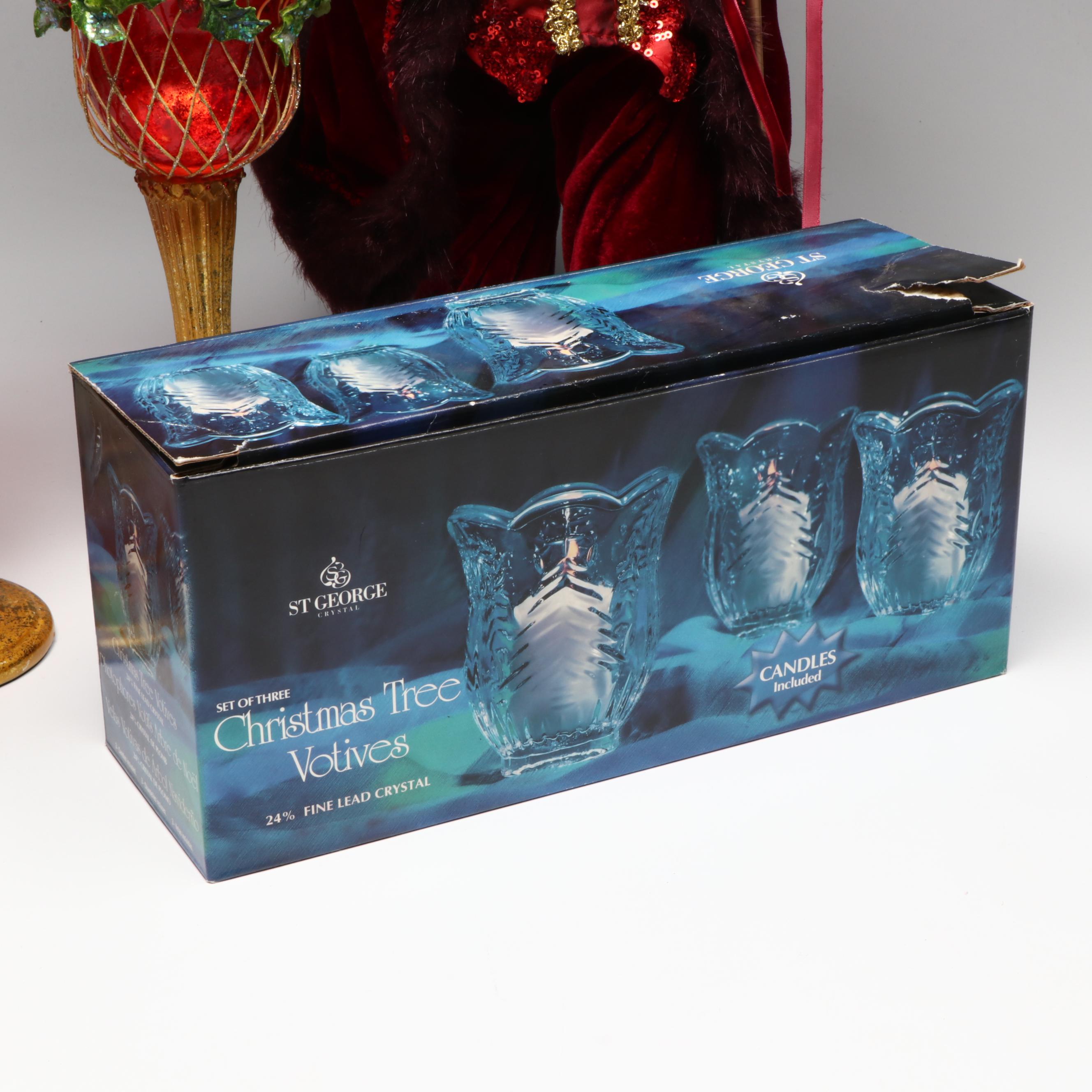 St George "Christmas Tree" Crystal Votives with Nutcrackers and More Décor
