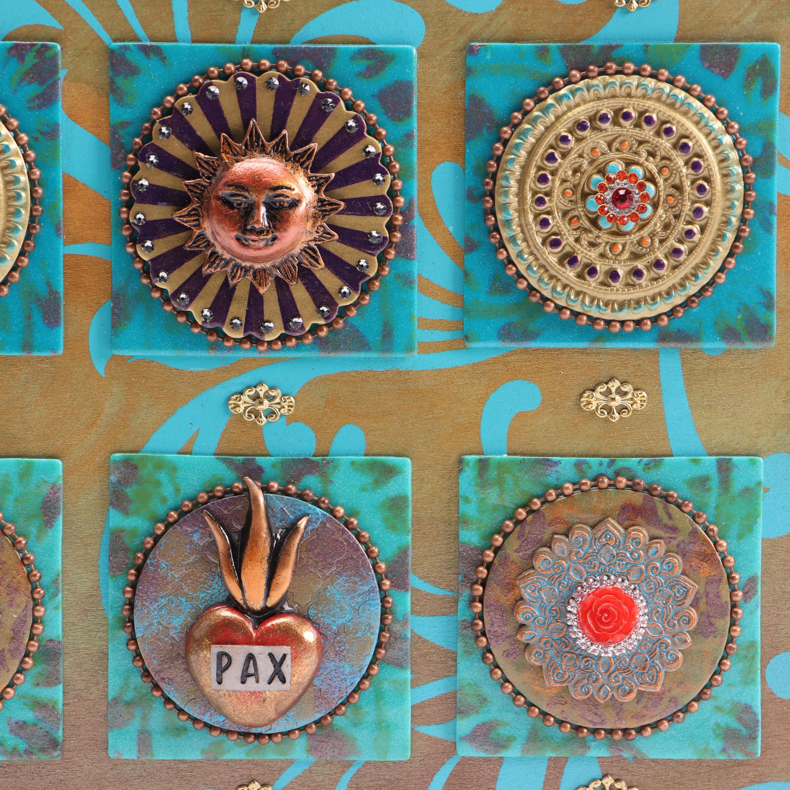 Deborah Kovacs-Sturdevant Mixed Media Composition "Mandala Tiles," 21st Century