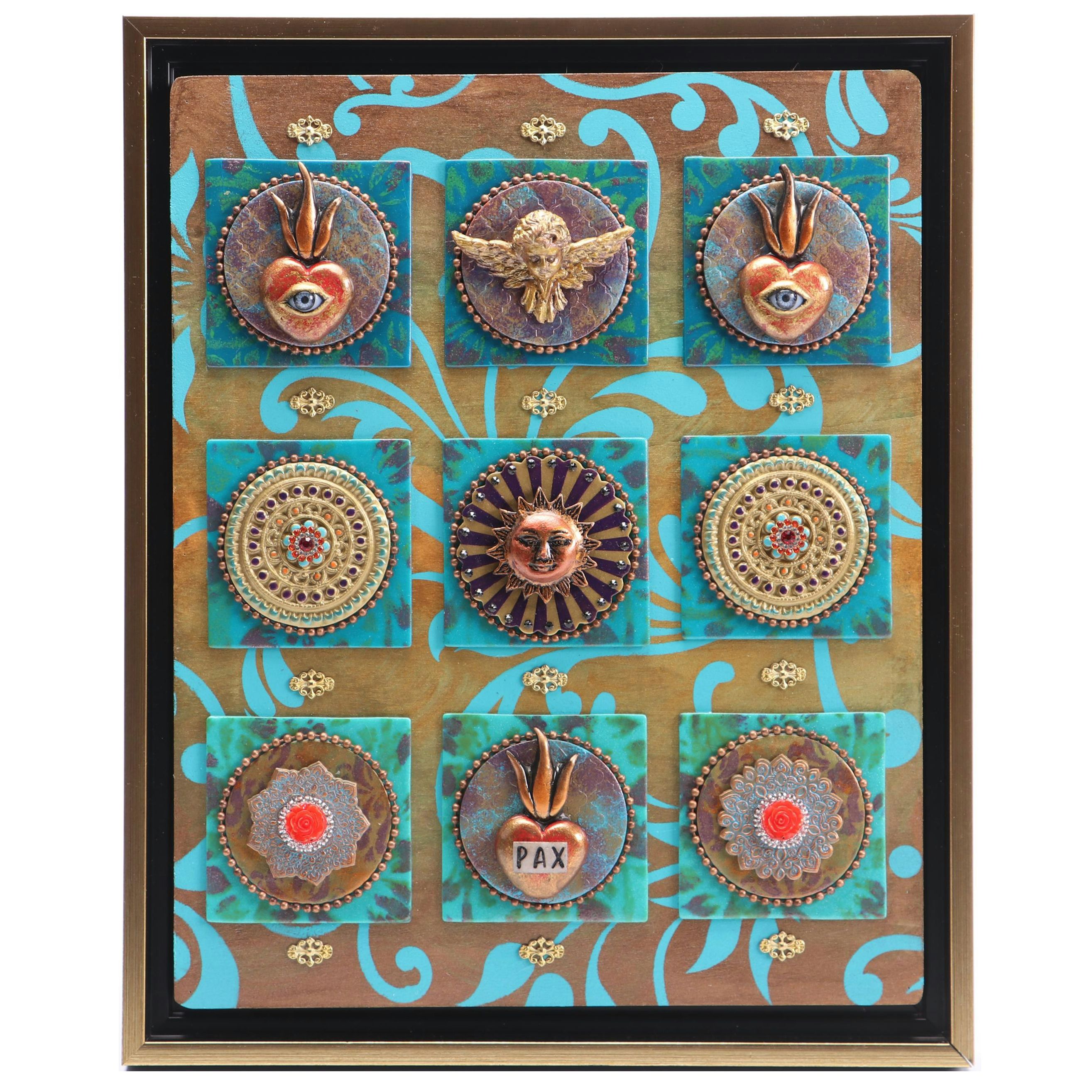 Deborah Kovacs-Sturdevant Mixed Media Composition "Mandala Tiles," 21st Century