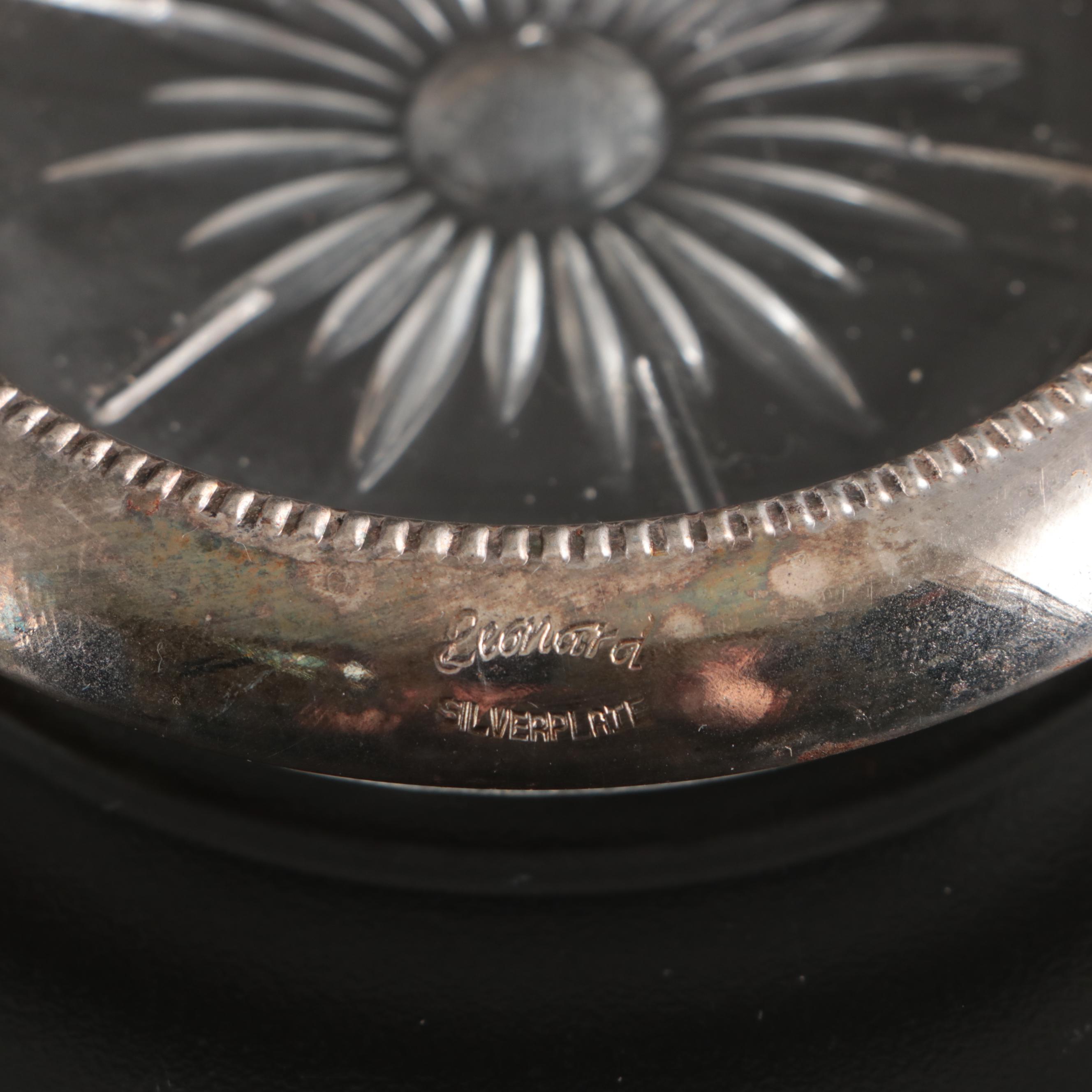 "Leonora" Silver Plate and Glass Coasters with More Table Accessories