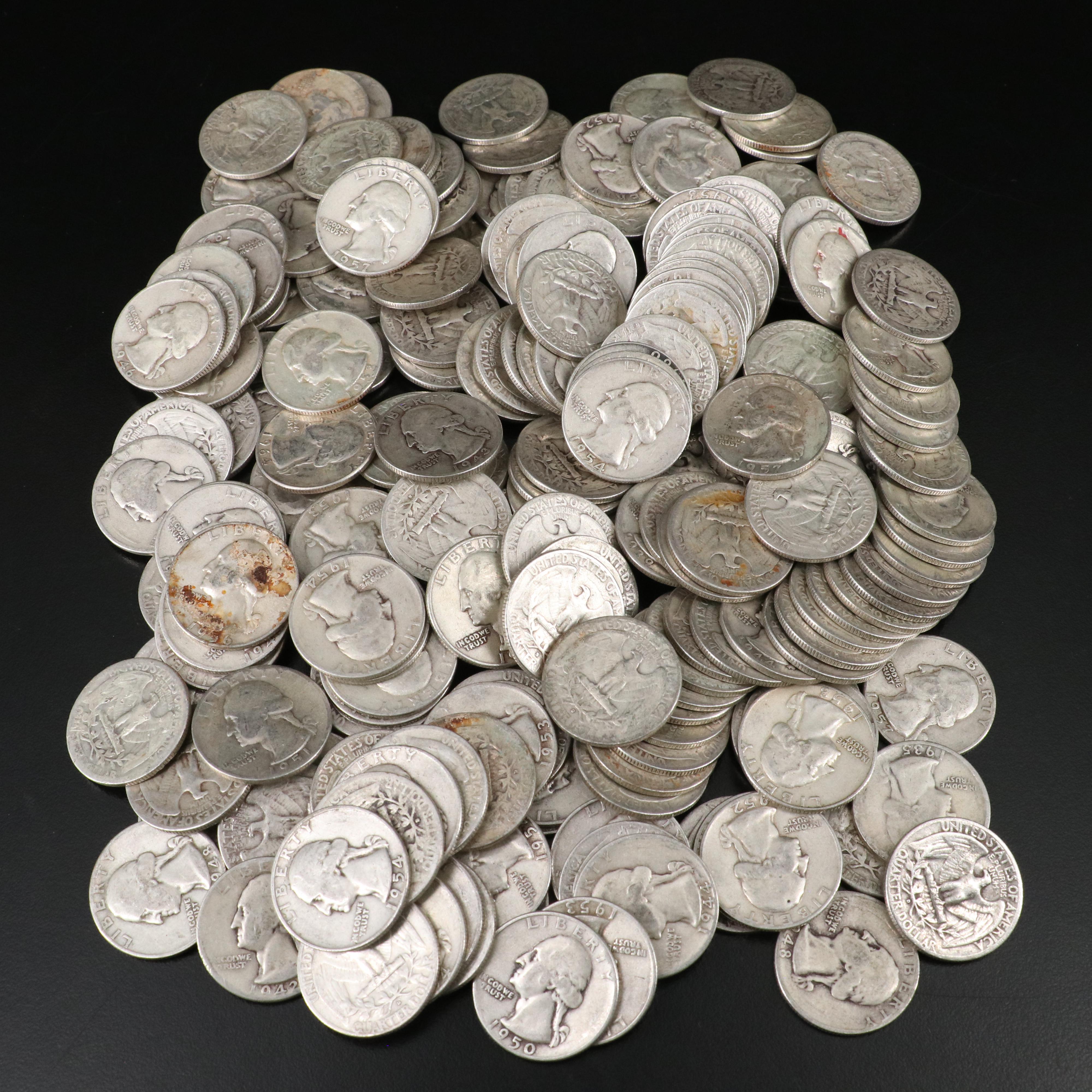 200 George Washington Silver Quarters Ranging from the 1930s-1960s