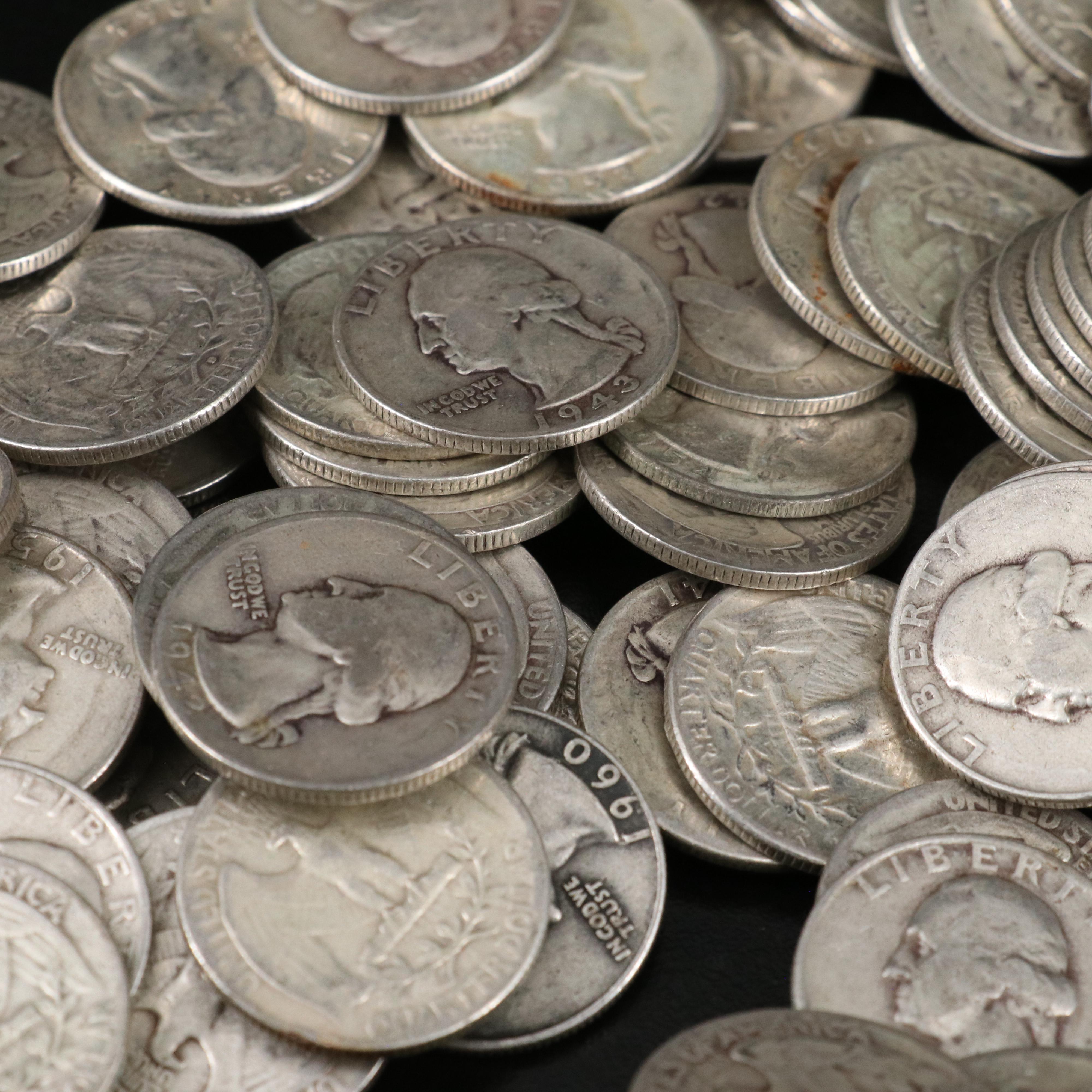 200 George Washington Silver Quarters Ranging from the 1930s-1960s