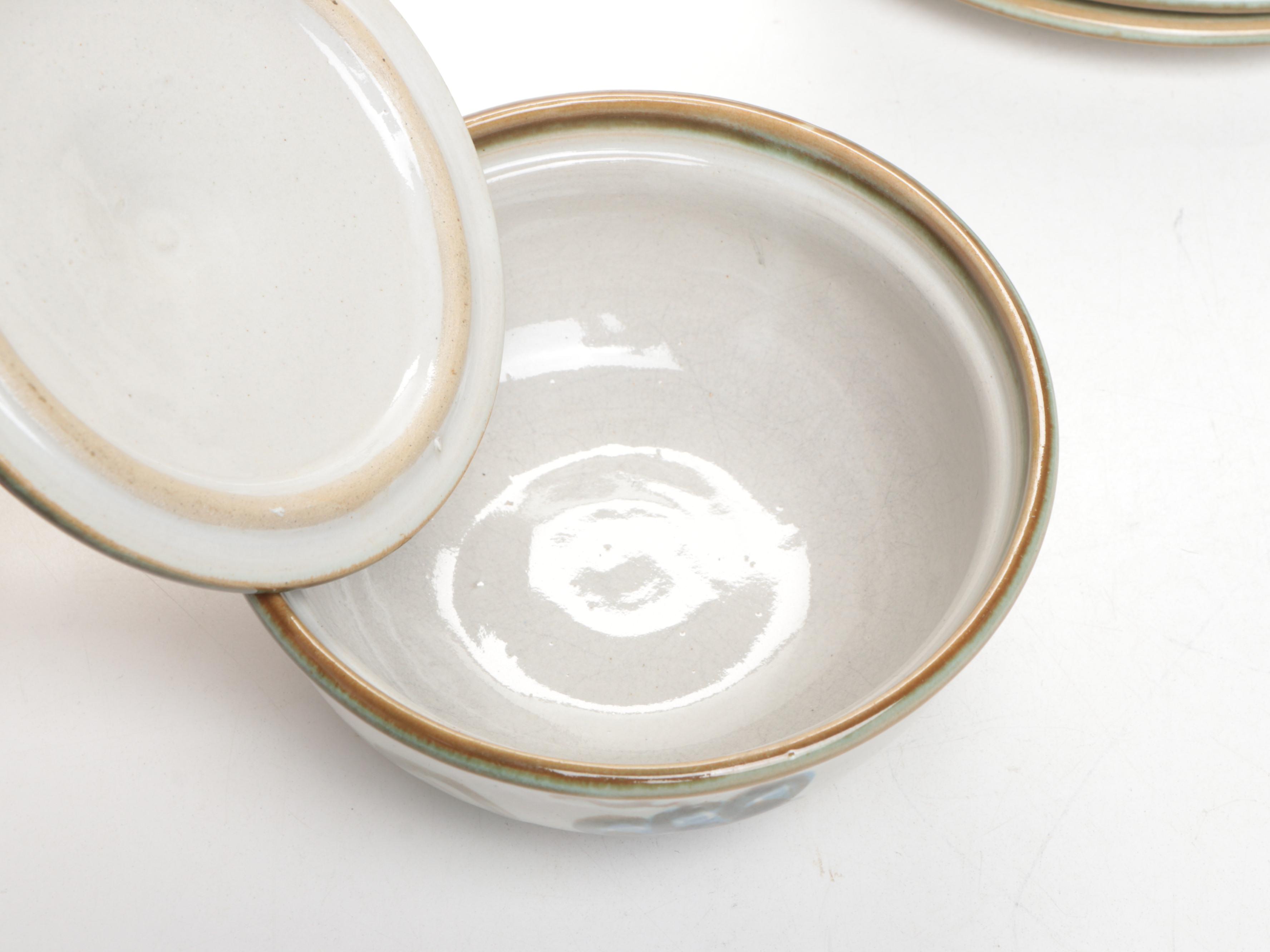 John B. Taylor "Vintage" Ceramic Salad Plates and Lidded Bowls with Pottery Bowl